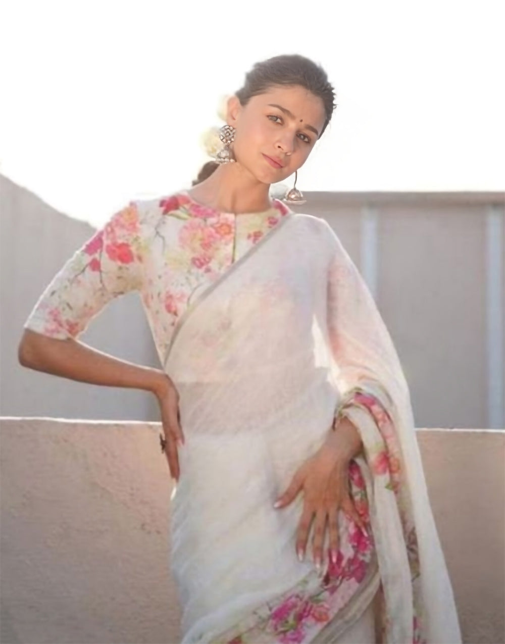 Alia Bhatt Soft Georgette Flower Printed Saree