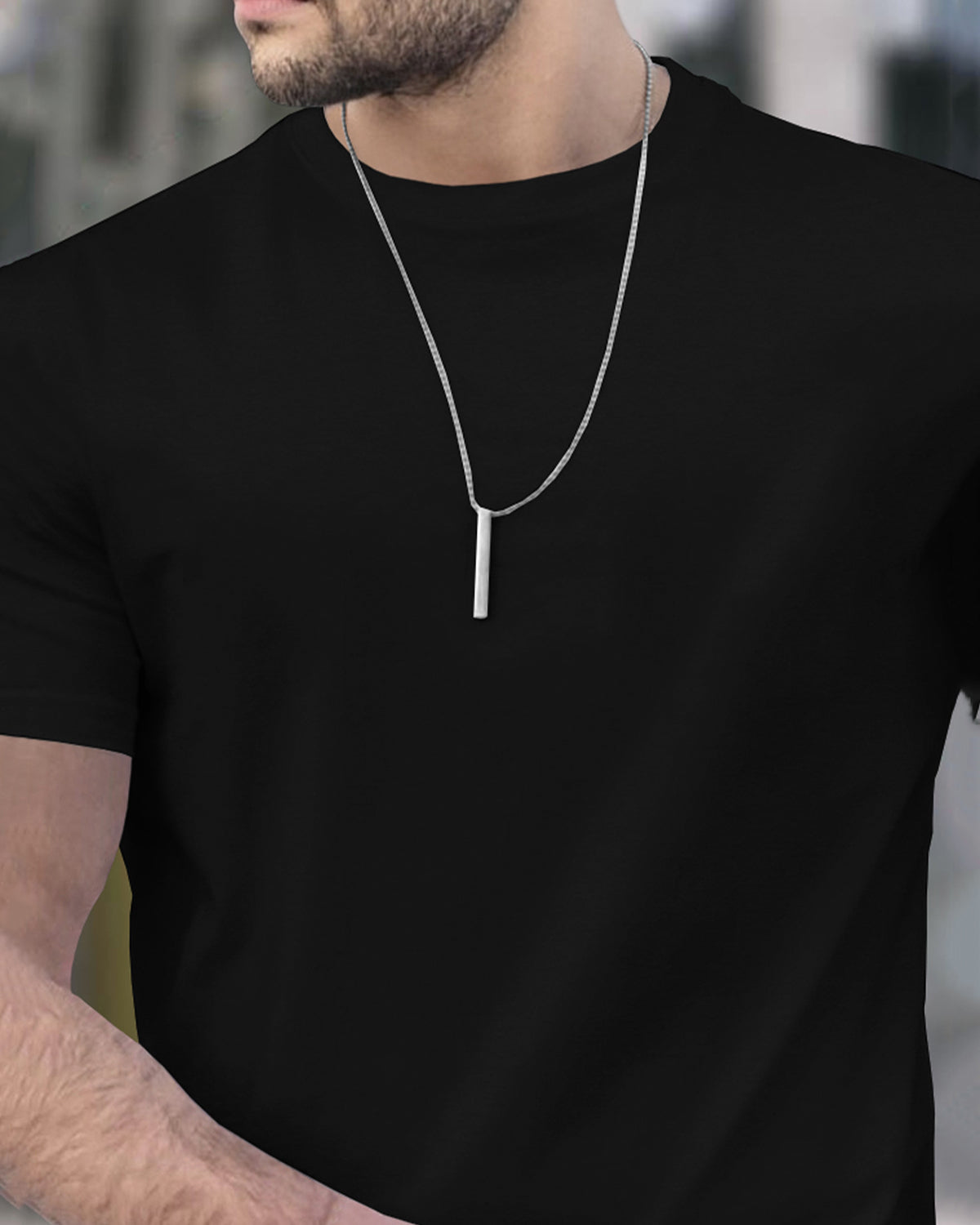 (Pack Of 1) Men Half Sleeve Round Neck Plain T-shirt / Black