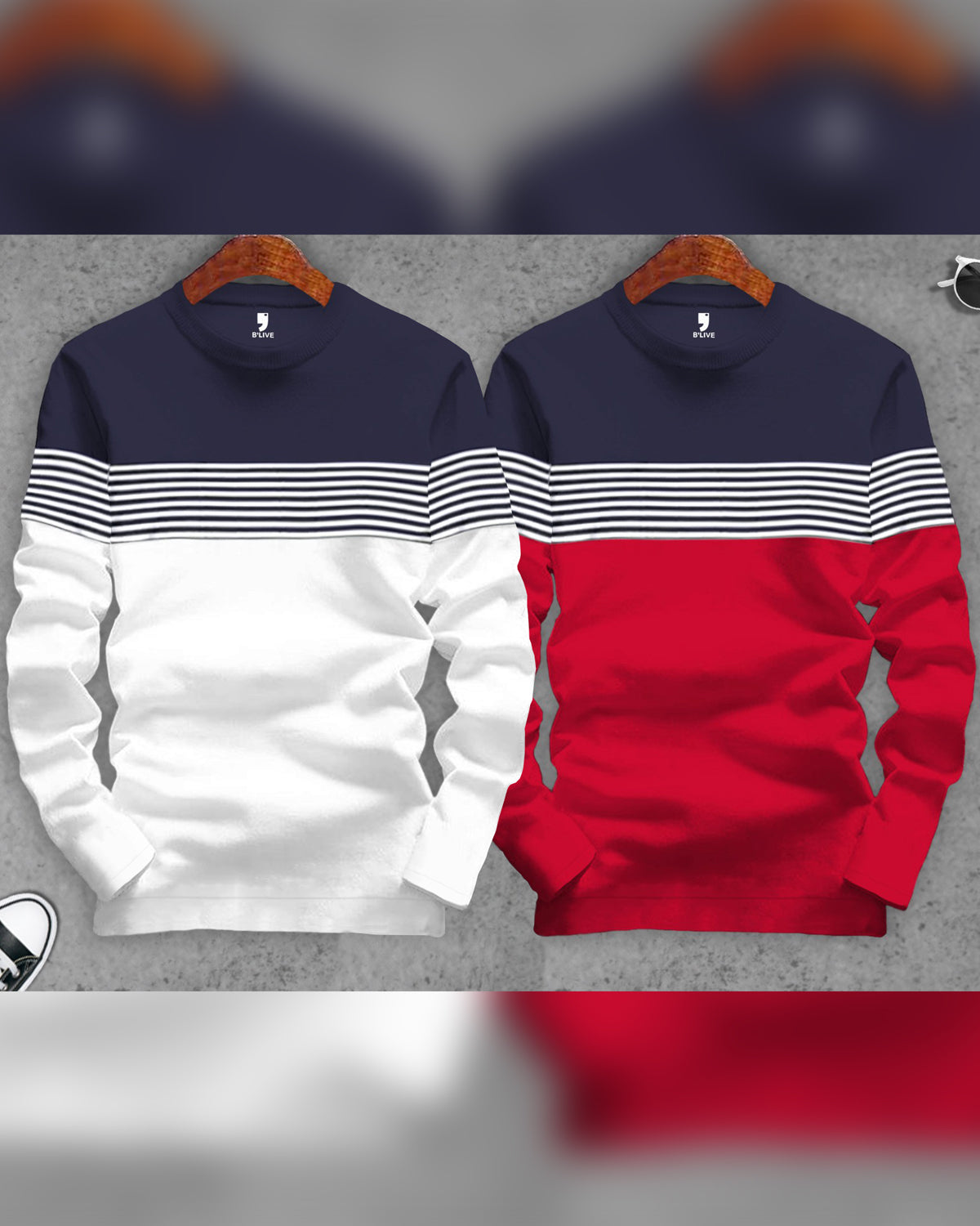 (Pack of 2) Men Full Sleeve STRIPED T-shirts Combo