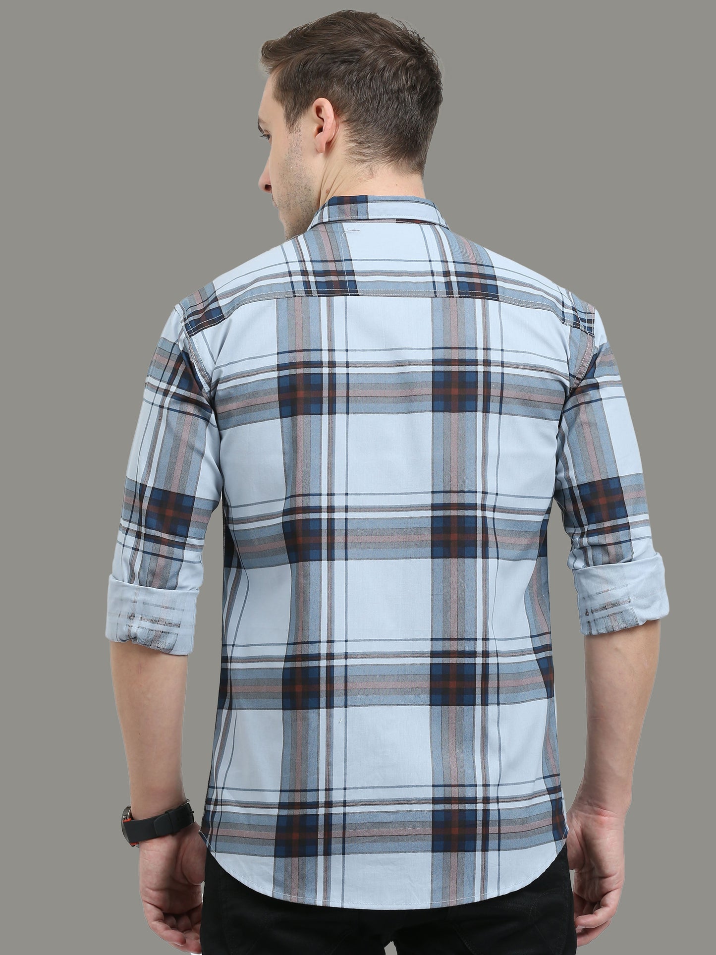 Broadchecks Aquuablue Cotton Checks Shirt For Men