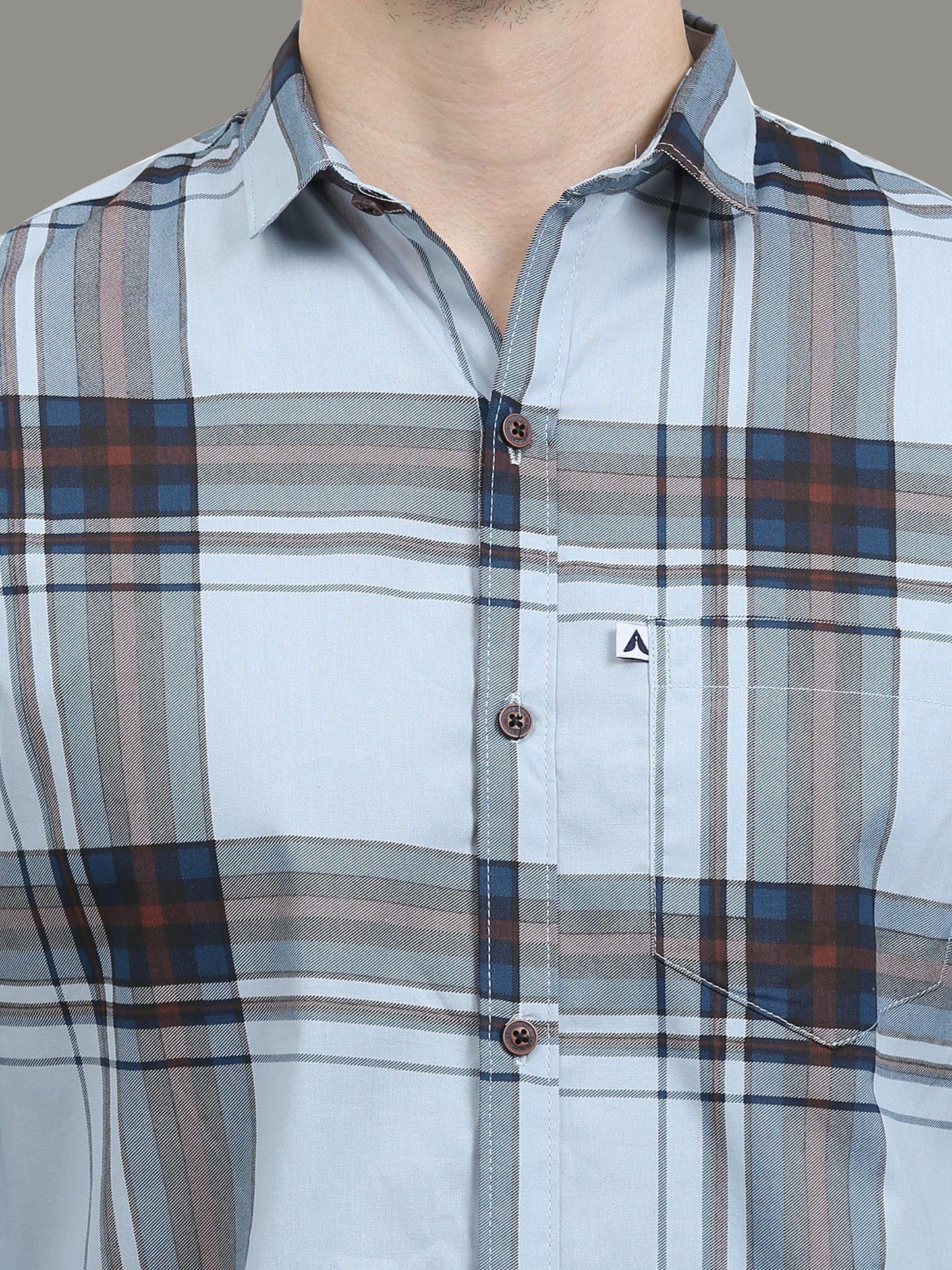 Broadchecks Aquuablue Cotton Checks Shirt For Men