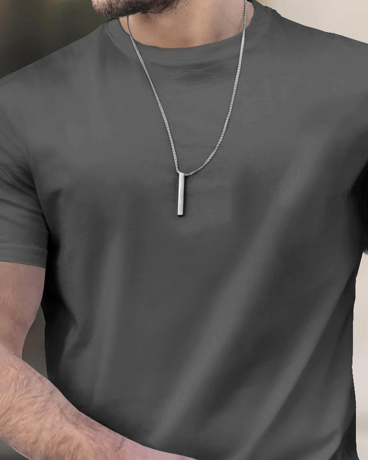 (Pack Of 1) Men Half Sleeve Round Neck Plain T-shirt / Dark Grey