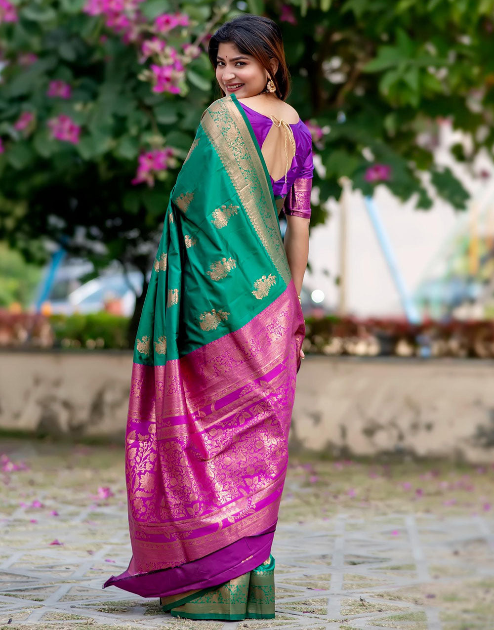 Green Soft Banarasi Silk Saree With Zari Weaving Work