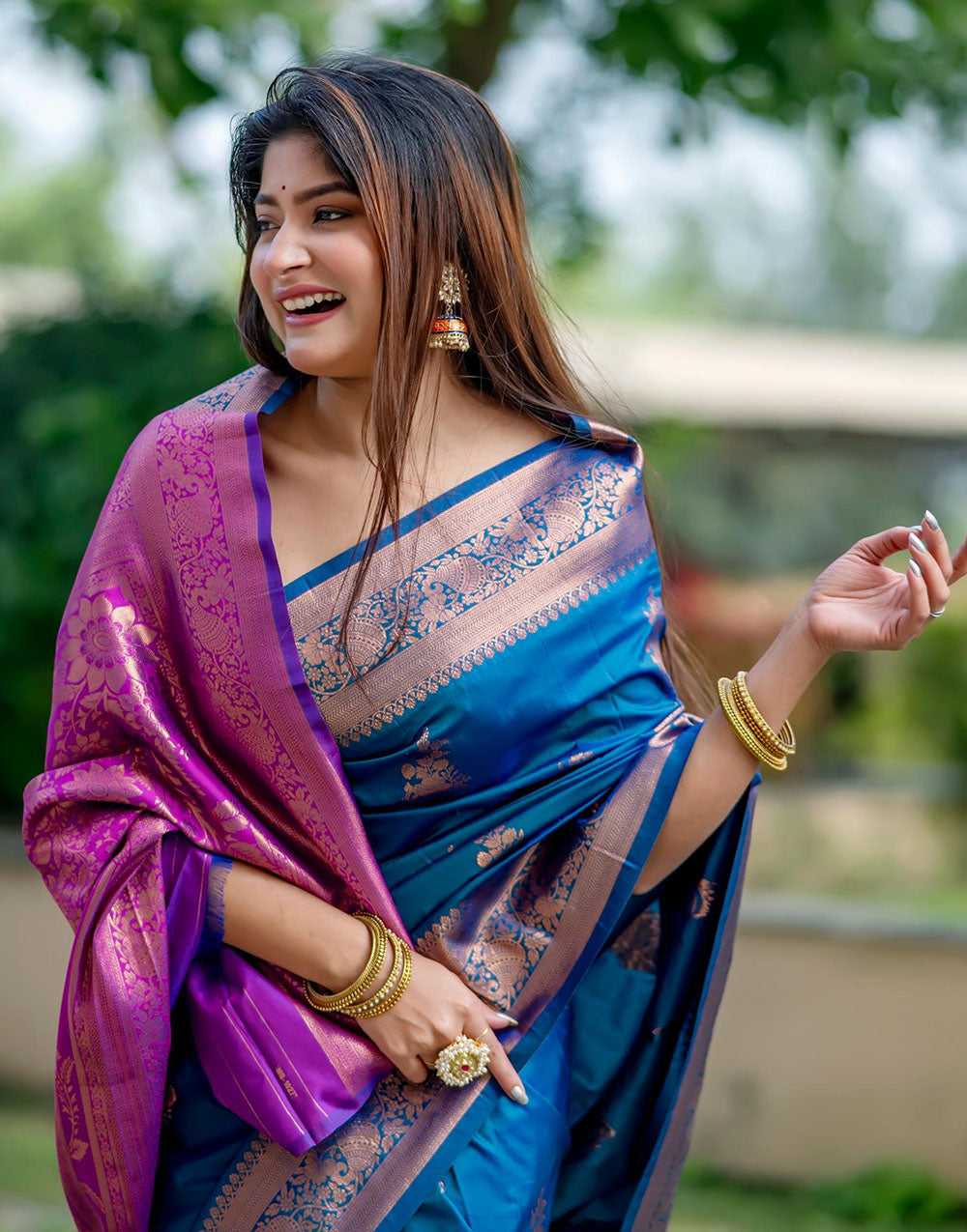 Cobalt Blue Soft Banarasi Silk Saree With Zari Weaving Work