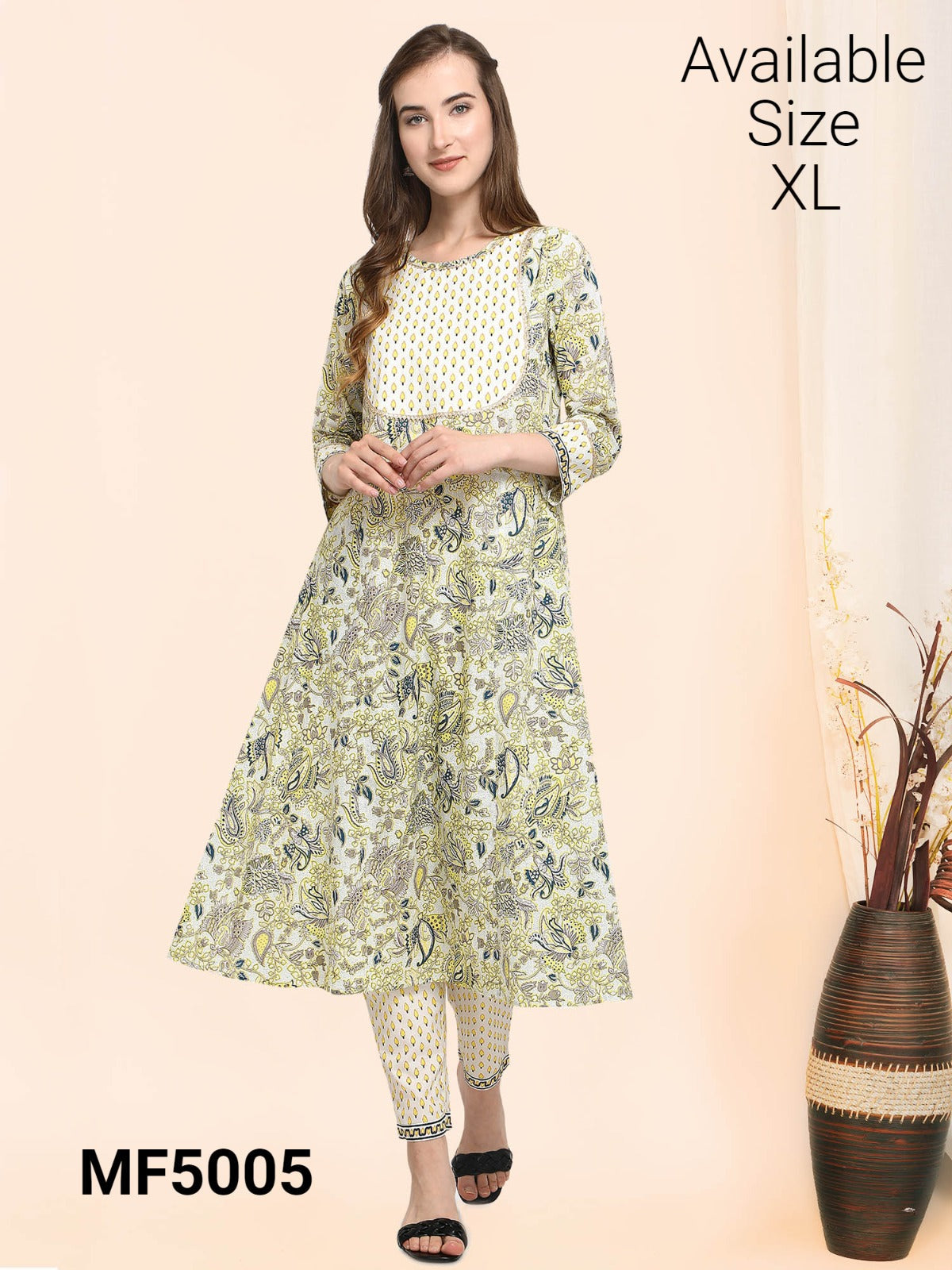 Beautiful Designer Khadi Cotton Reyon Kurti Bottom Suit