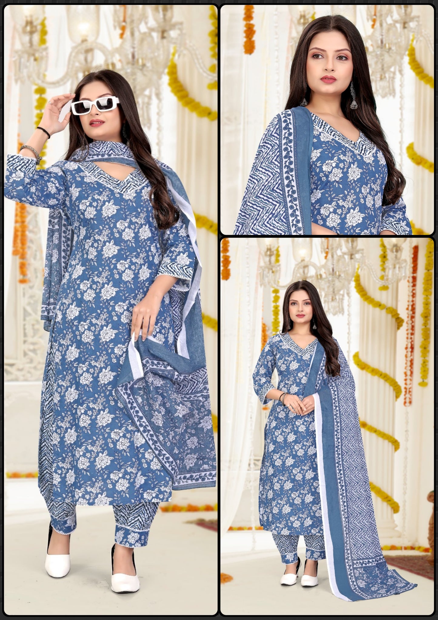 Beautiful Designer Pure Cotton Full Stiched Kurti Pant with Dupatta