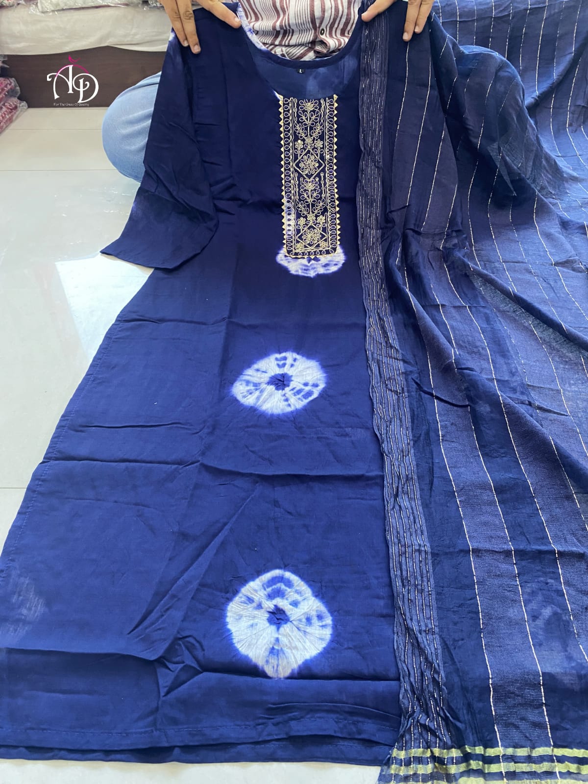 Beautiful Designer Shibori Kurti With Duppata