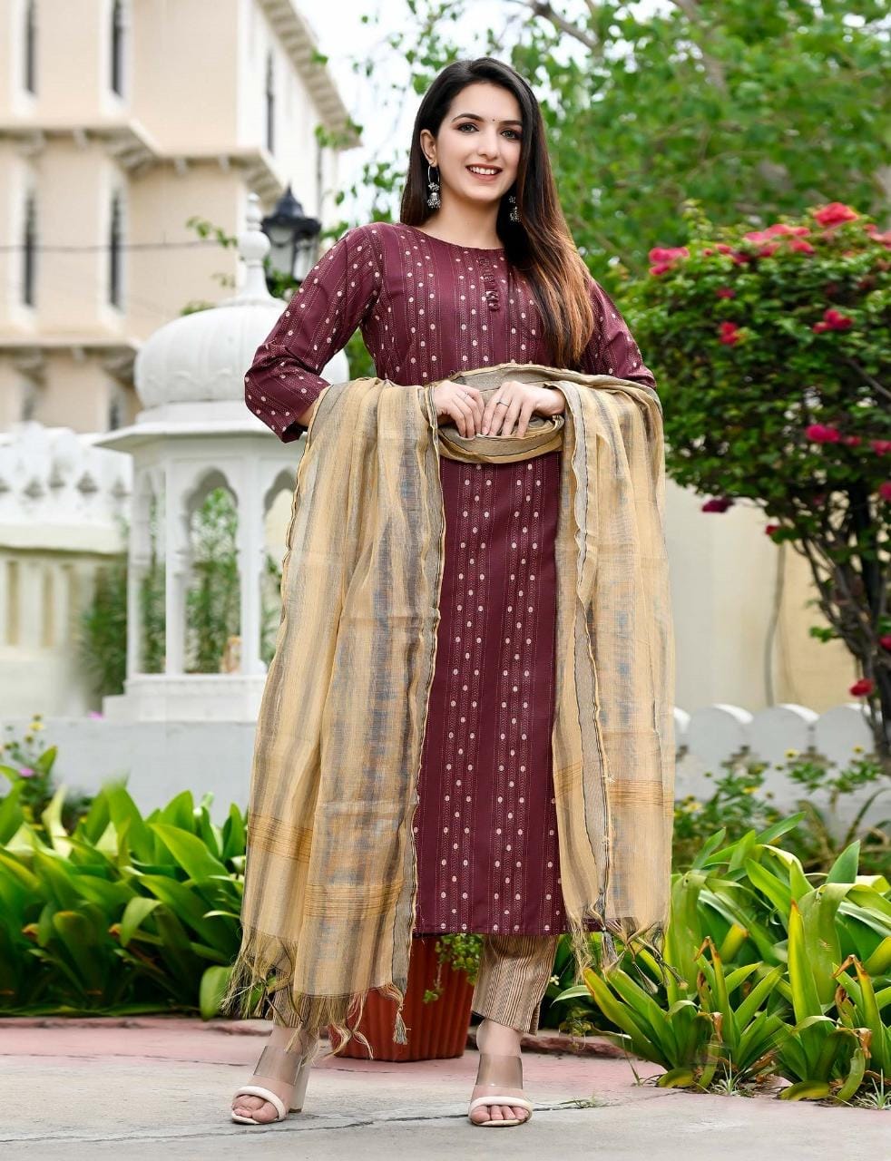 Beautiful Designer Linen Cotton Readymade Salwar Suit