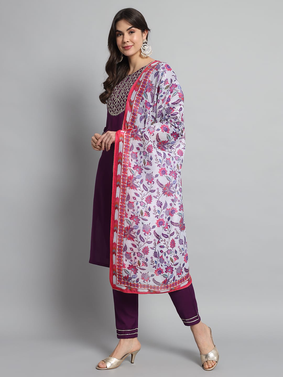 Beautiful Designer Pure Cotton Full Stiched Kurti Pant with Dupatta