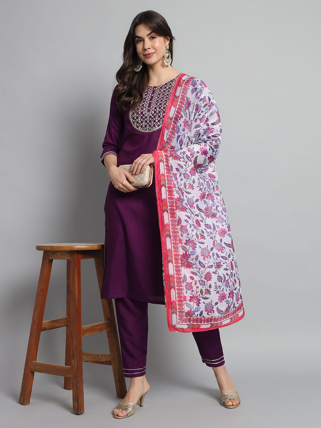 Beautiful Designer Pure Cotton Full Stiched Kurti Pant with Dupatta