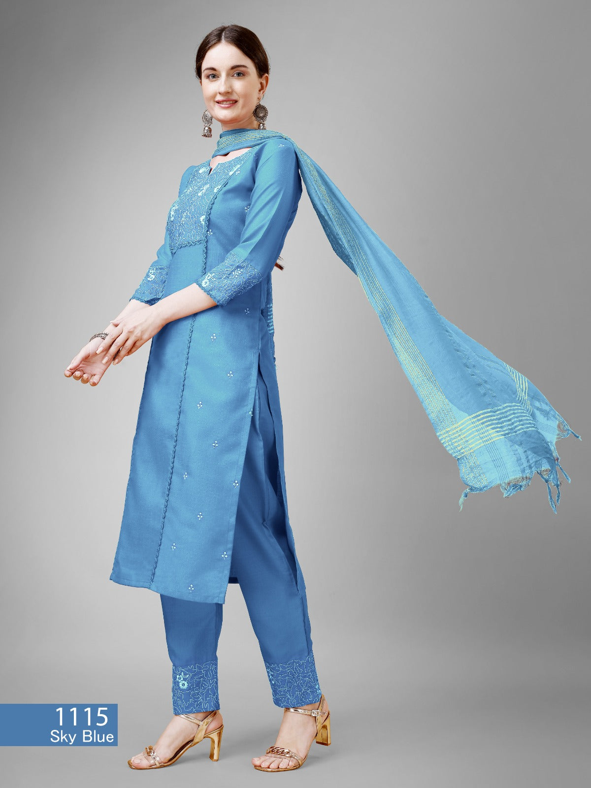 Beautiful Designer Pure Cotton Full Stiched Kurti Pant with Dupatta