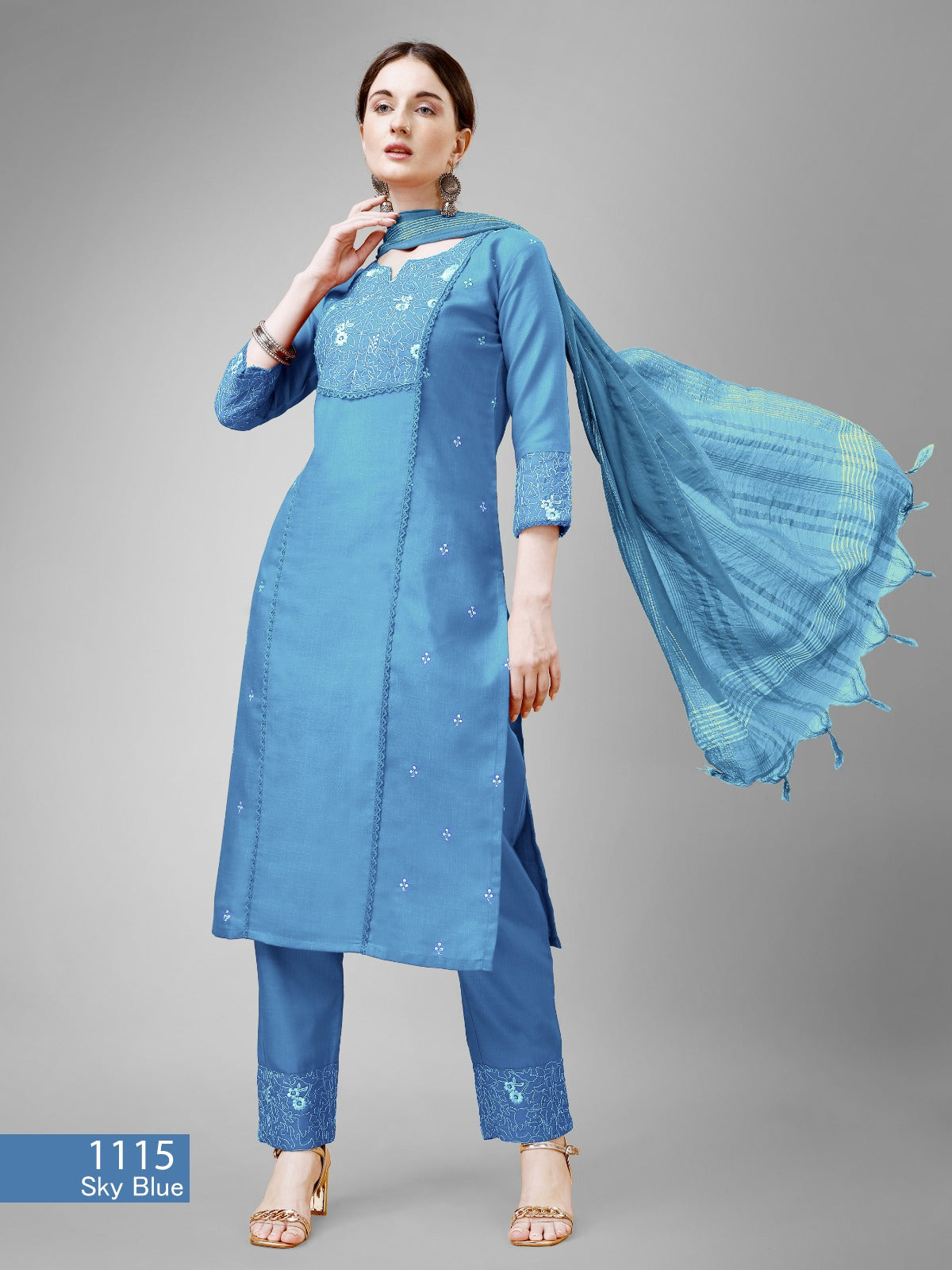 Beautiful Designer Pure Cotton Full Stiched Kurti Pant with Dupatta