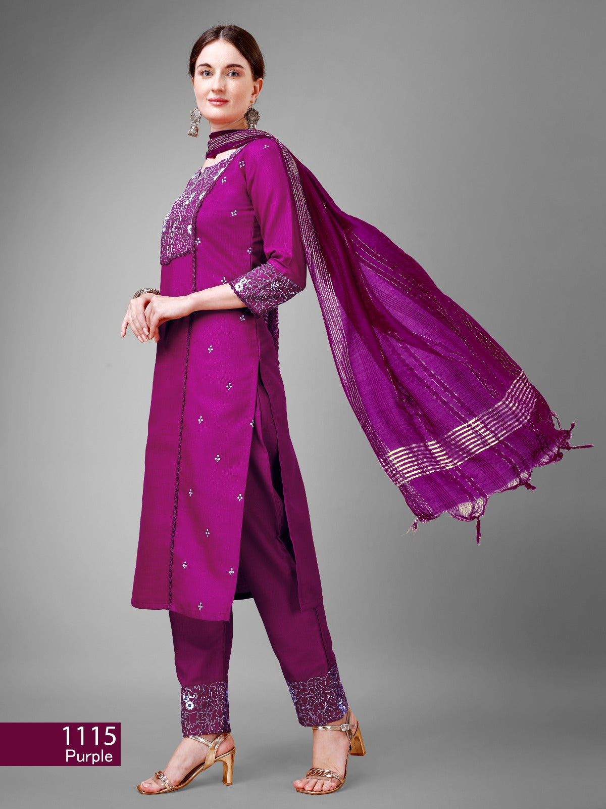 Beautiful Designer Pure Cotton Full Stiched Kurti Pant with Dupatta