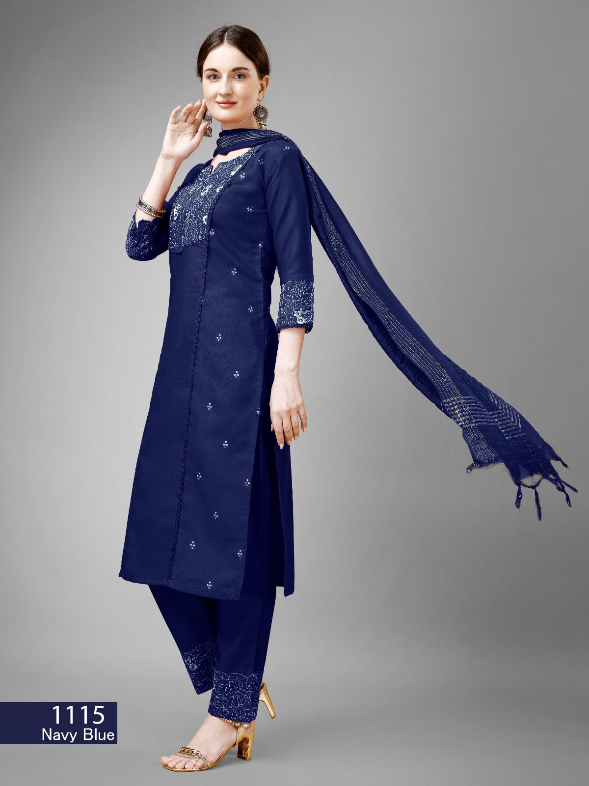 Beautiful Designer Pure Cotton Full Stiched Kurti Pant with Dupatta