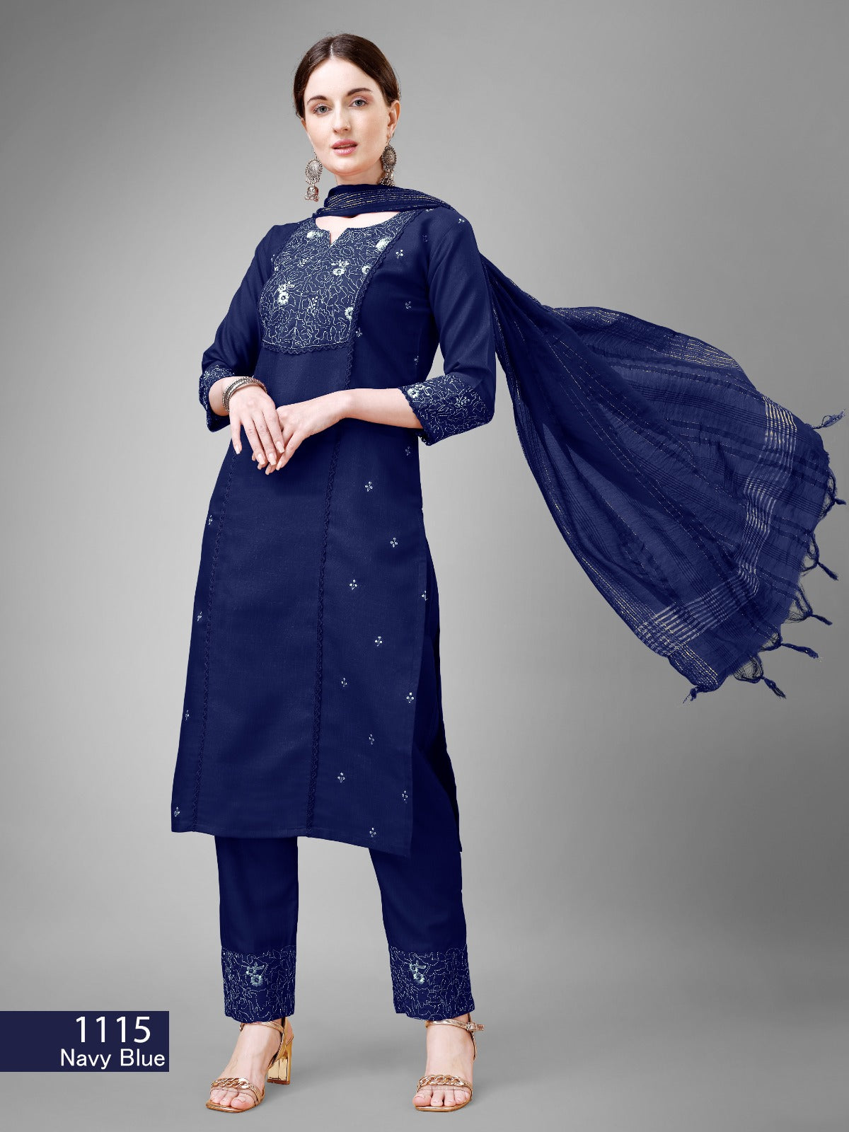 Beautiful Designer Pure Cotton Full Stiched Kurti Pant with Dupatta