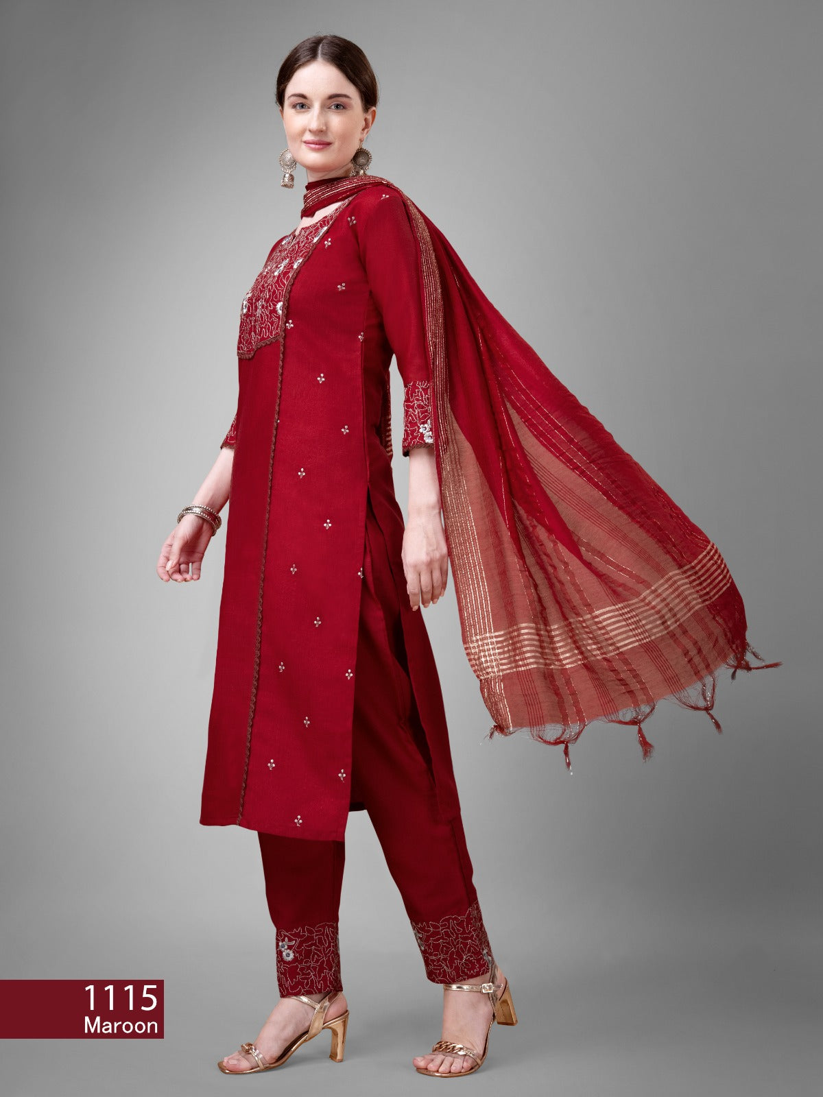 Beautiful Designer Pure Cotton Full Stiched Kurti Pant with Dupatta