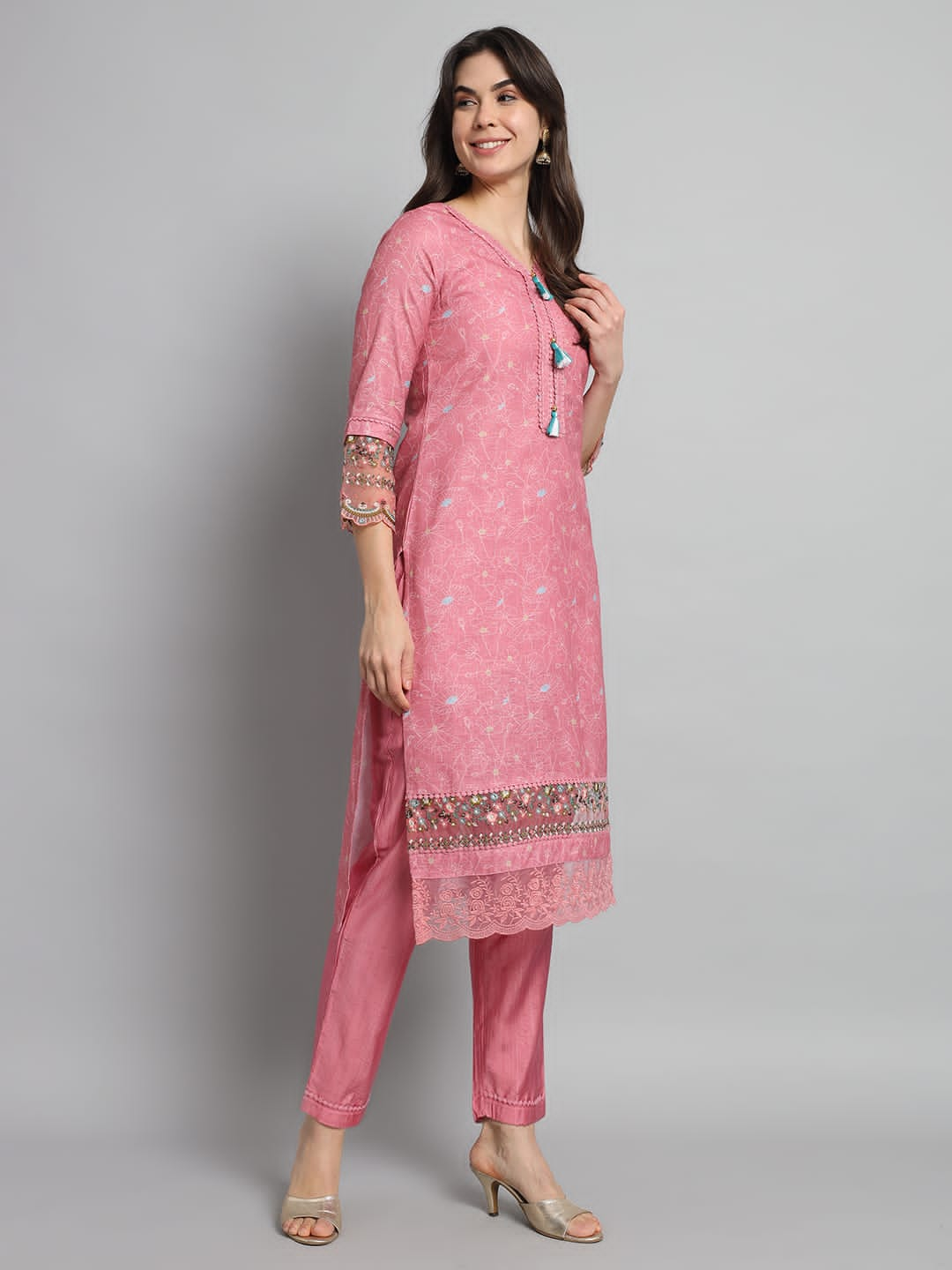 Beautiful Designer Pure Cotton Full Stiched Kurti Pant with Dupatta