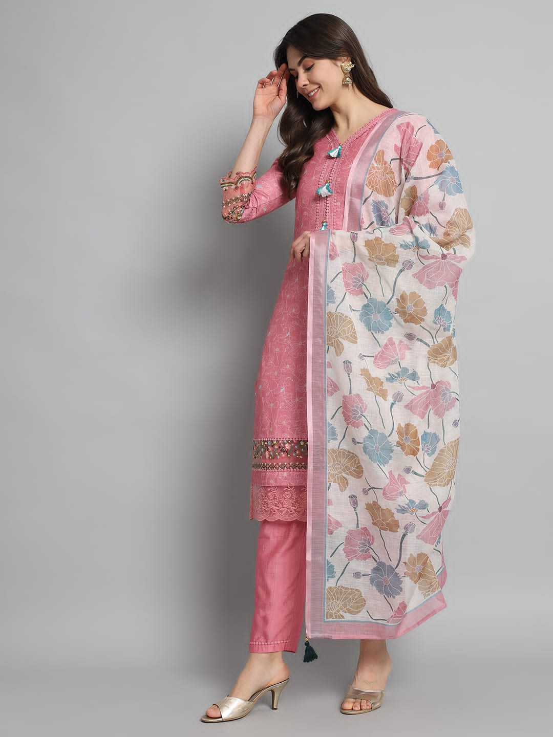 Beautiful Designer Linen Cotton Readymade Salwar Suit