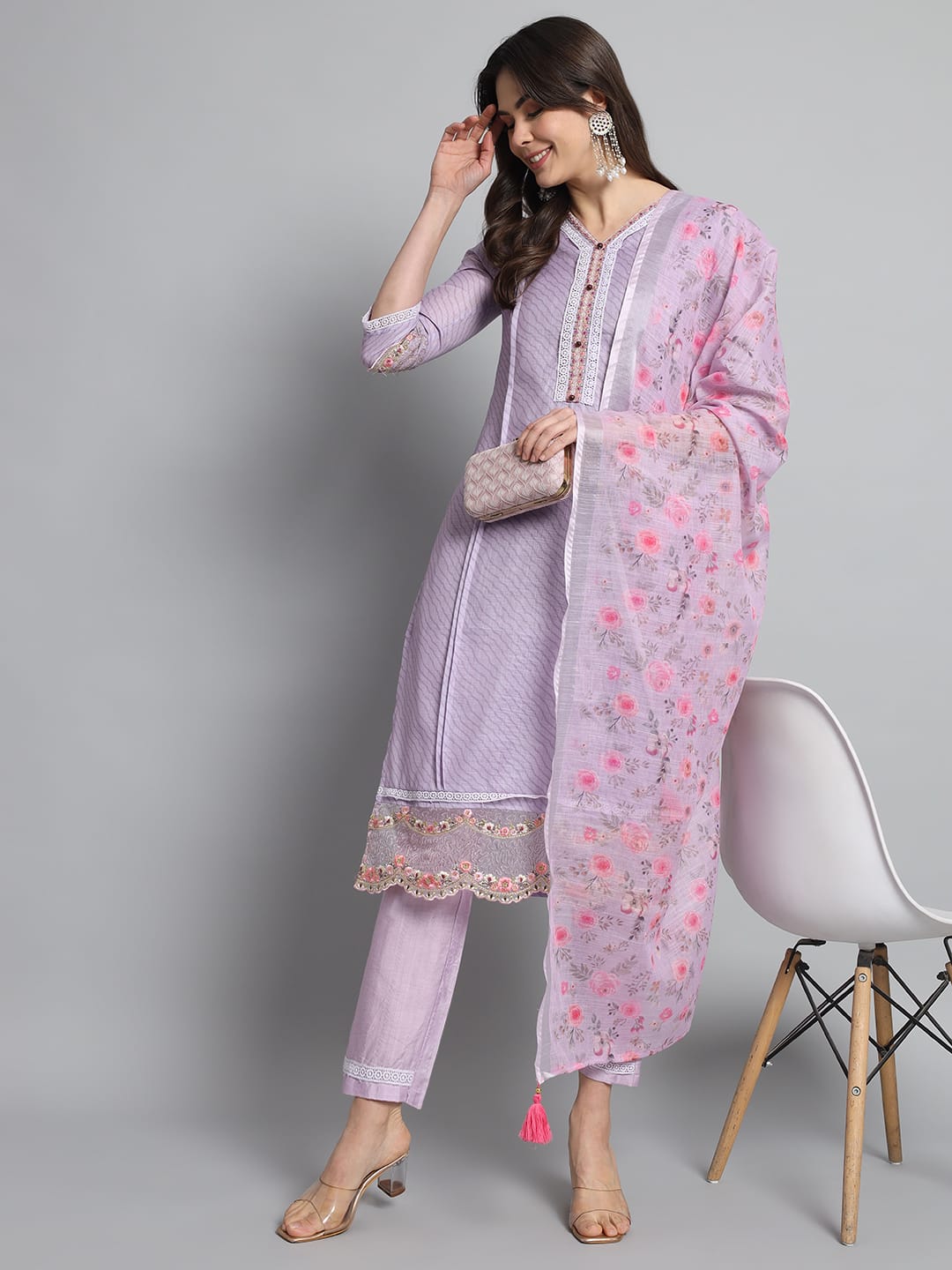 Beautiful Designer Pure Cotton Full Stiched Kurti Pant with Dupatta