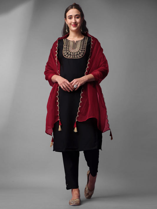 Beautiful Designer Pure Cotton Full Stiched Kurti Pant with Dupatta