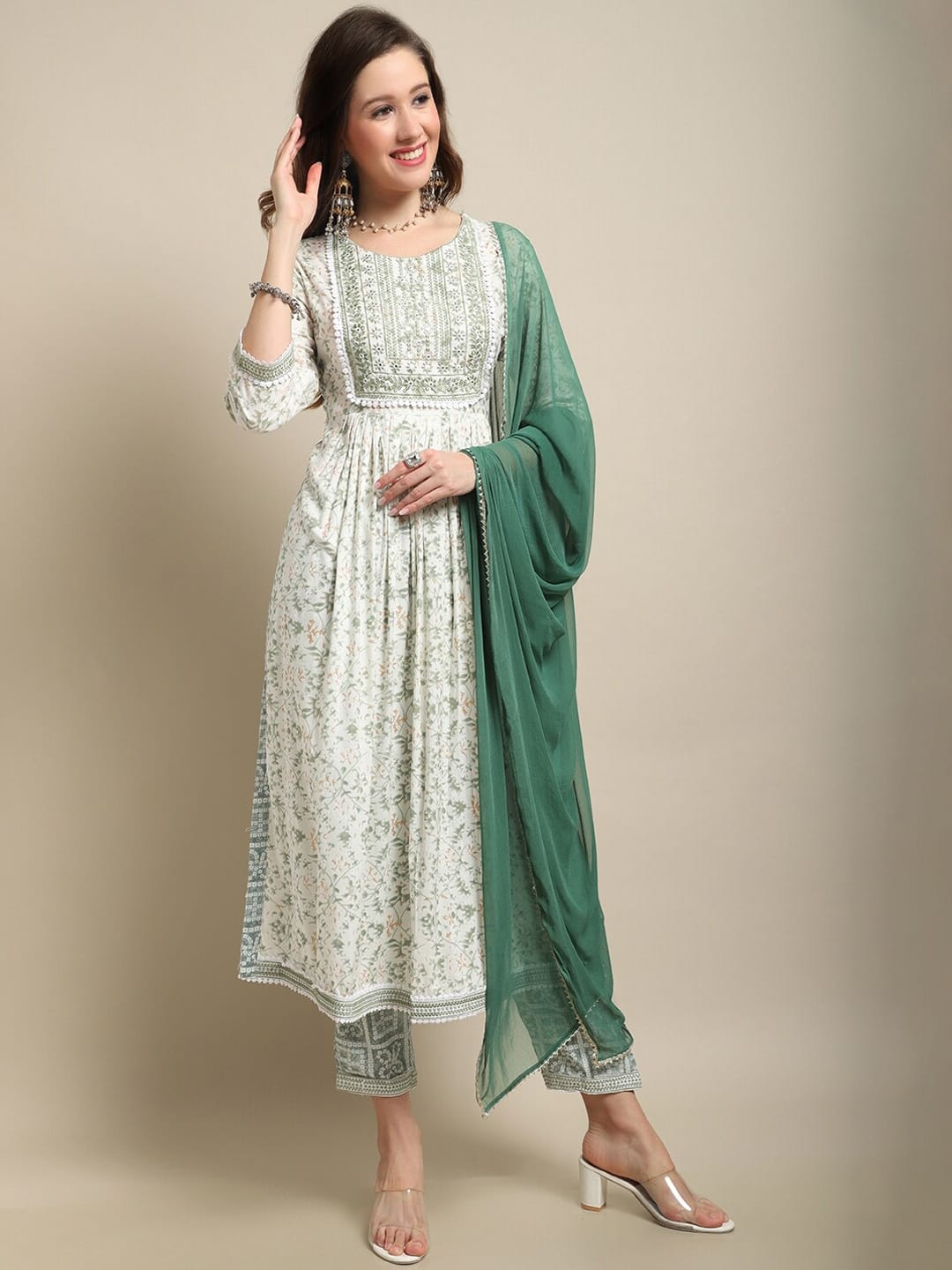 Beautiful Designer Pure Cotton Full Stiched Kurti Pant with Dupatta