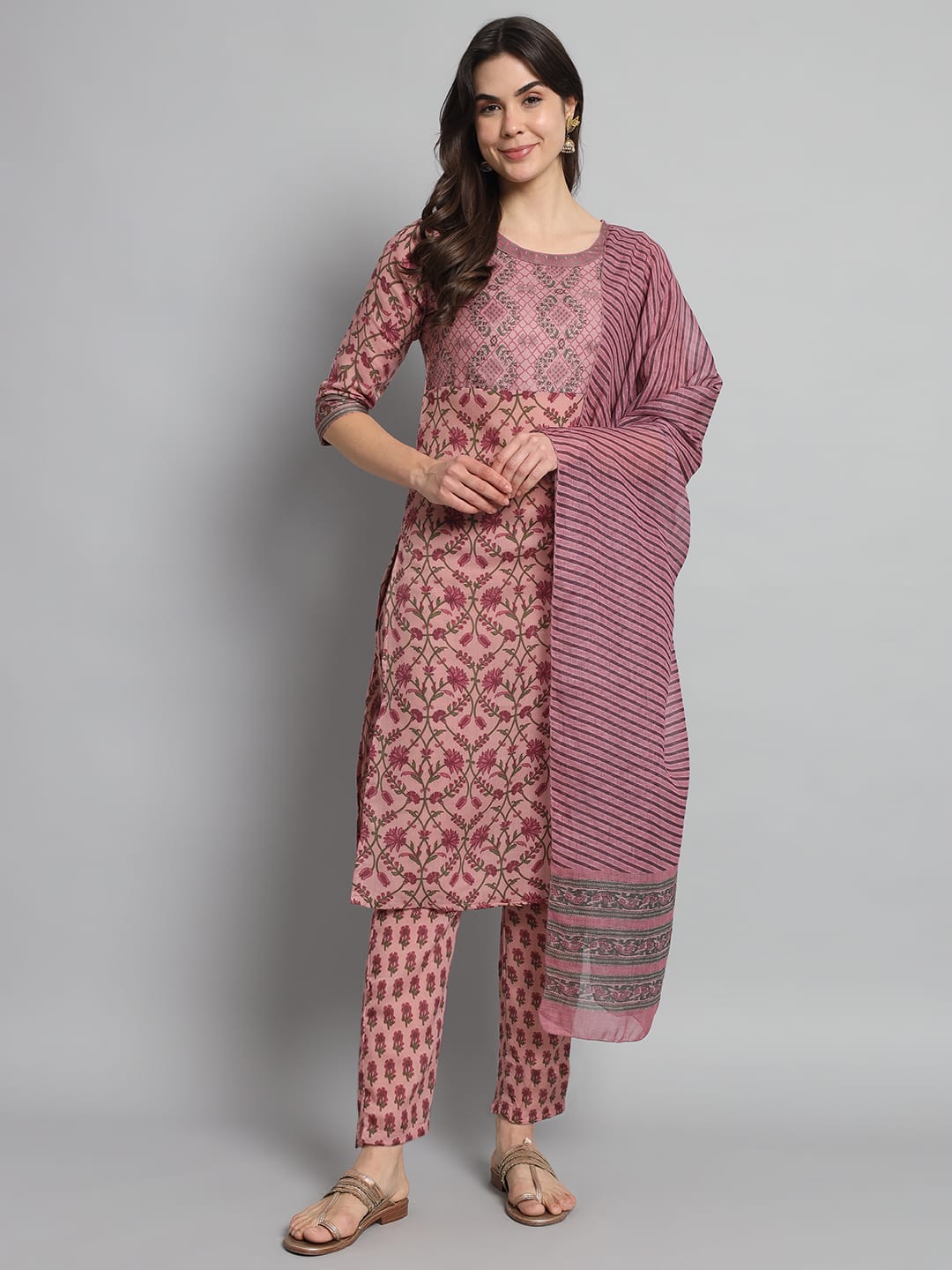 Beautiful Designer Pure Cotton Full Stiched Kurti Pant with Dupatta