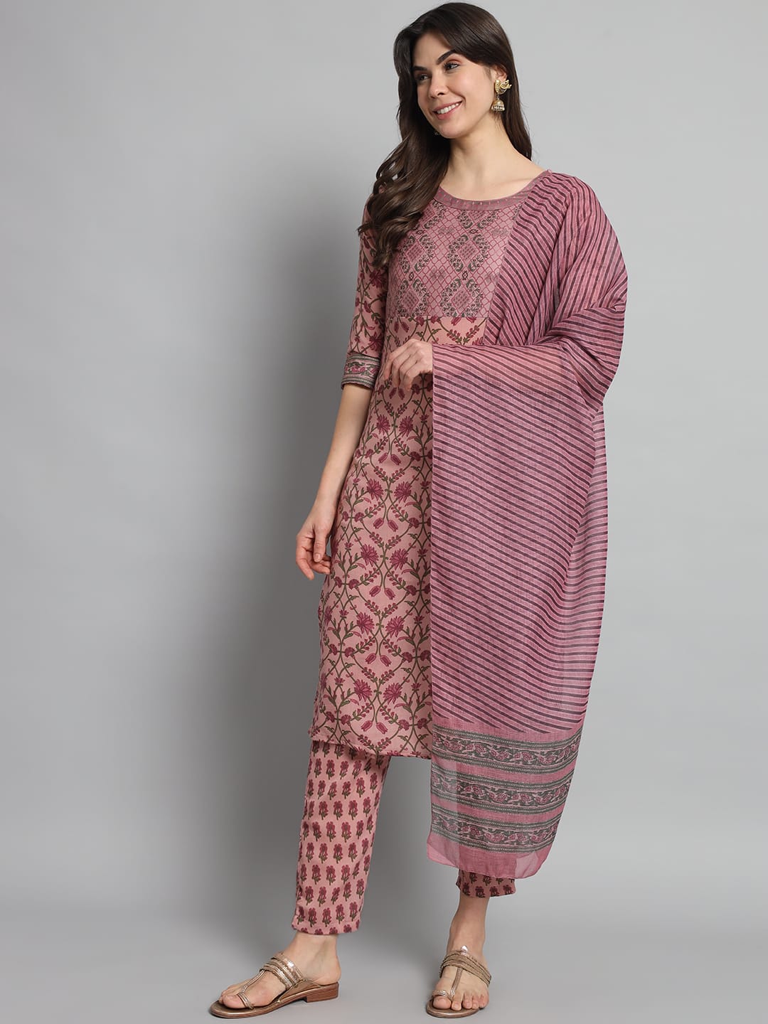 Beautiful Designer Pure Cotton Full Stiched Kurti Pant with Dupatta