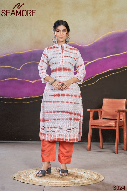 Beautiful Designer Pure Cotton Schiffli Kurti