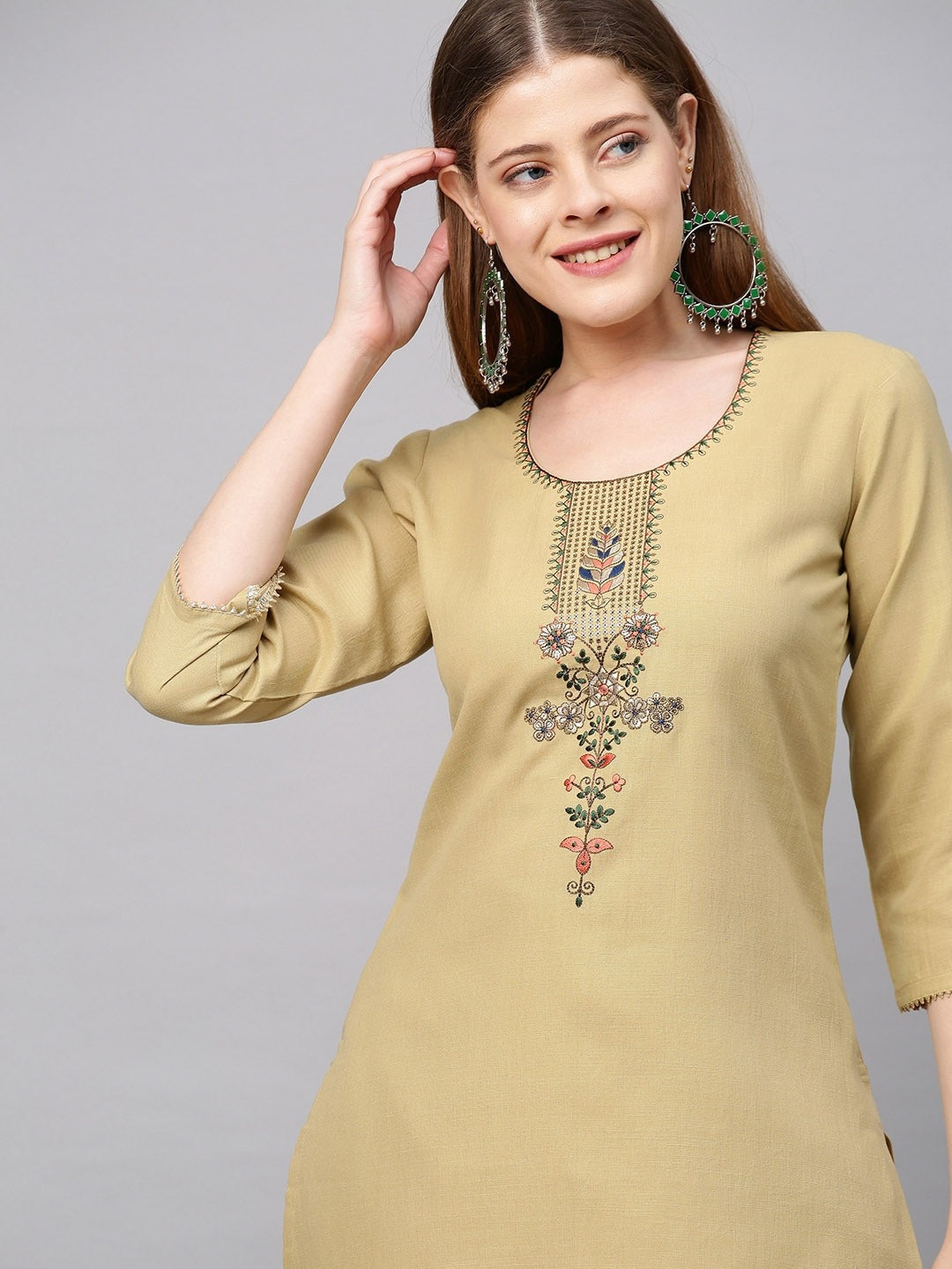 Beautiful Designer Pure Cotton Full Stiched Kurti Pant with Dupatta