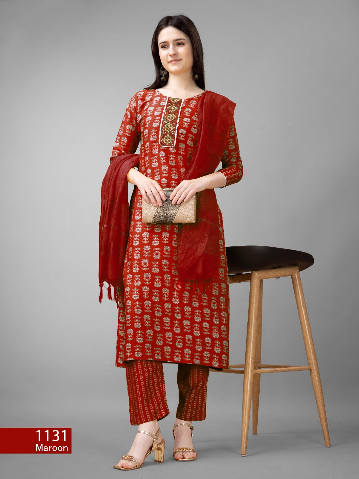 Beautiful Designer Pure Cotton Full Stiched Kurti Pant with Dupatta