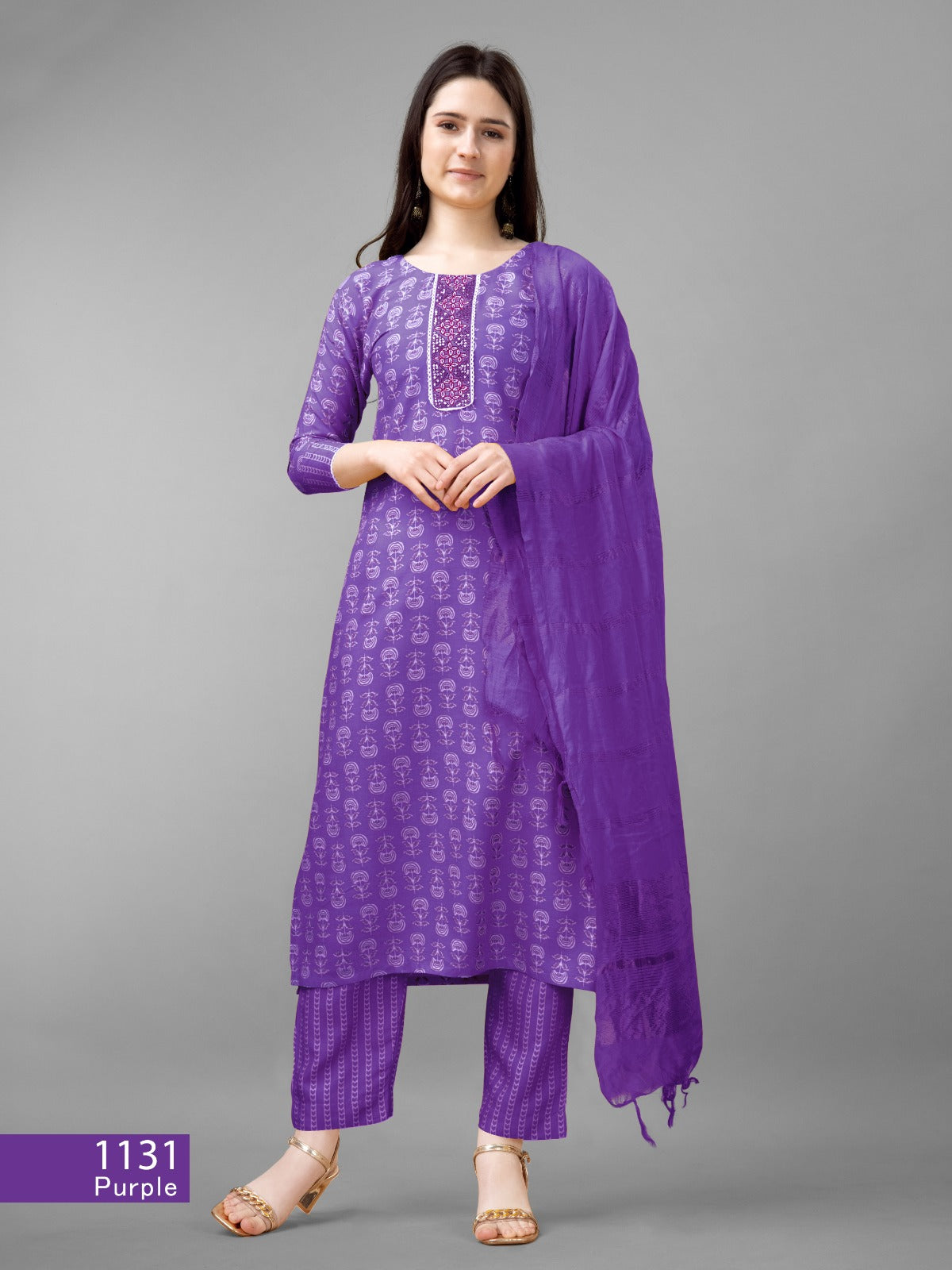 Beautiful Designer Pure Cotton Full Stiched Kurti Pant with Dupatta