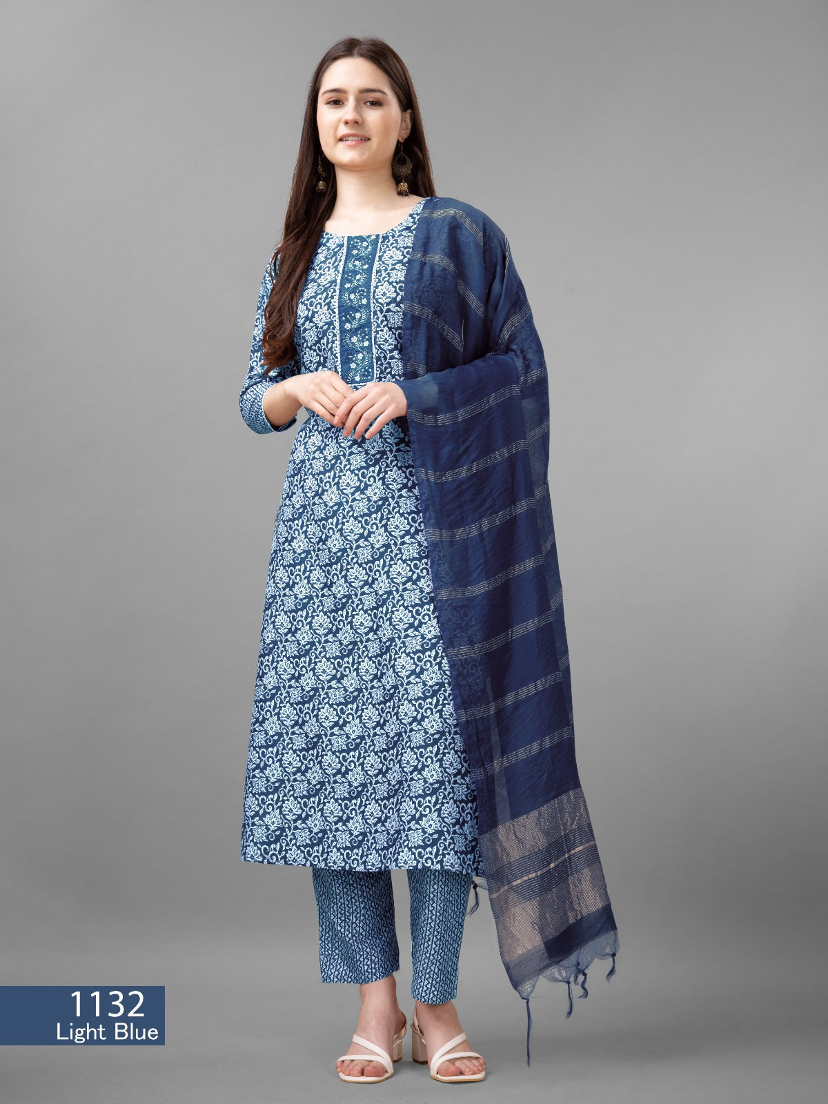 Beautiful Designer Pure Cotton Full Stiched Kurti Pant with Dupatta