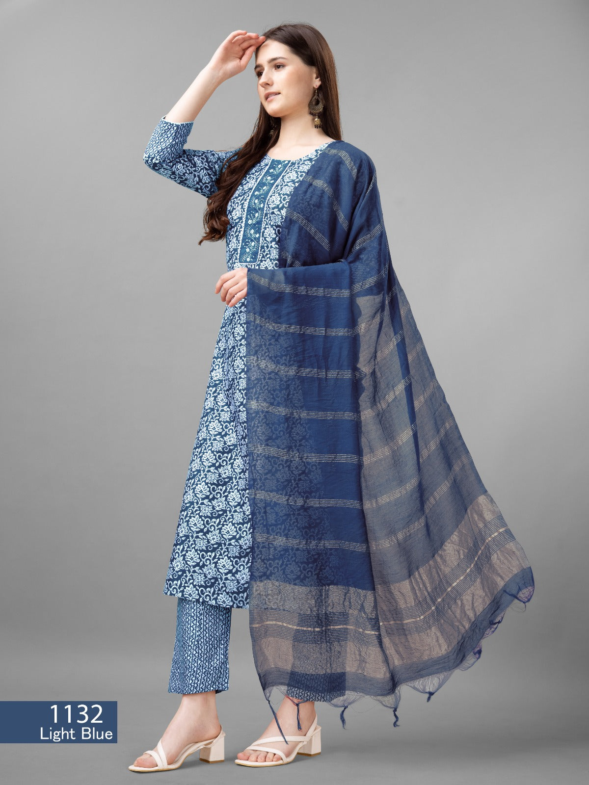 Beautiful Designer Pure Cotton Full Stiched Kurti Pant with Dupatta