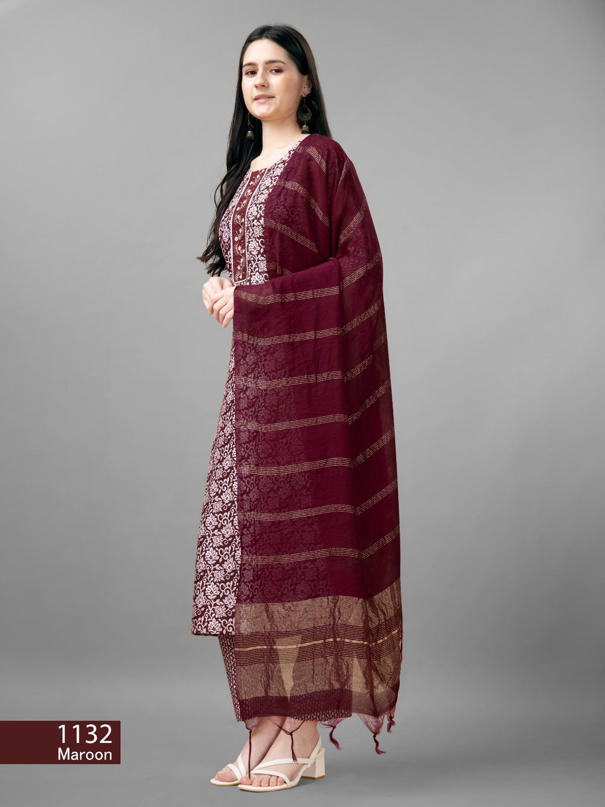 Beautiful Designer Pure Cotton Full Stiched Kurti Pant with Dupatta