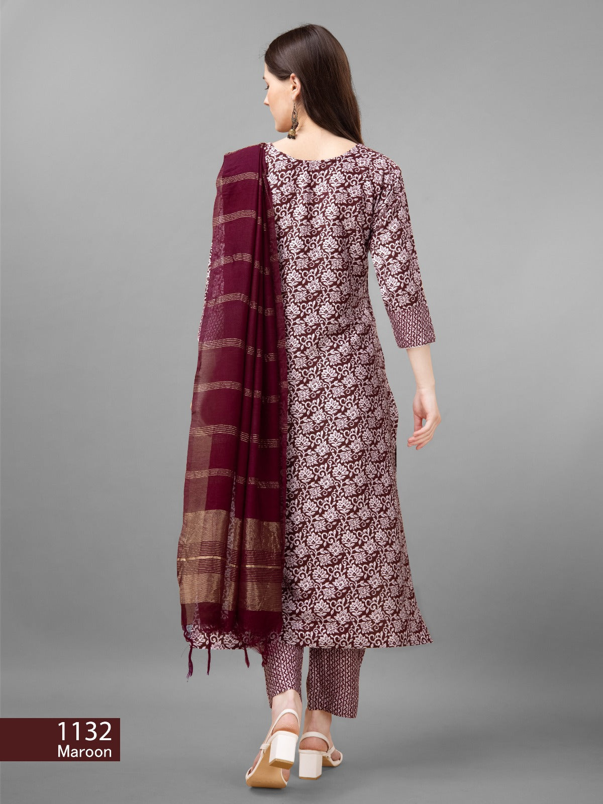 Beautiful Designer Pure Cotton Full Stiched Kurti Pant with Dupatta