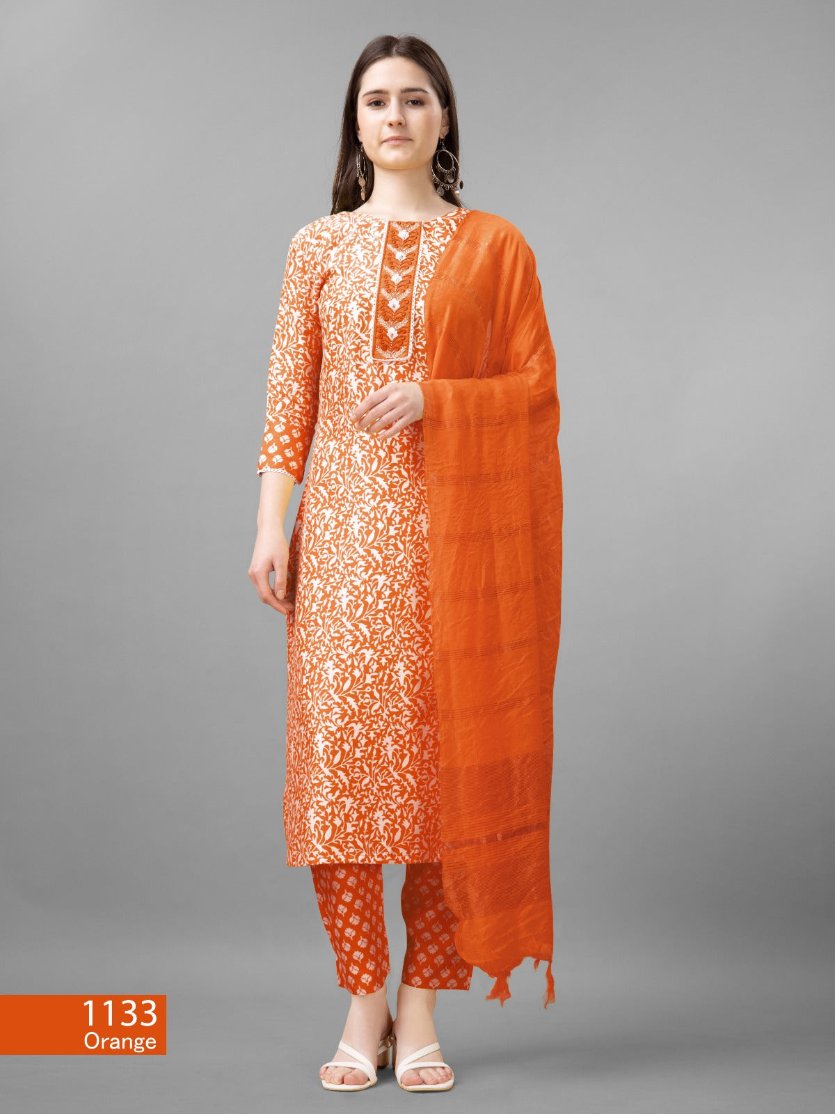 Beautiful Designer Pure Cotton Full Stiched Kurti Pant with Dupatta