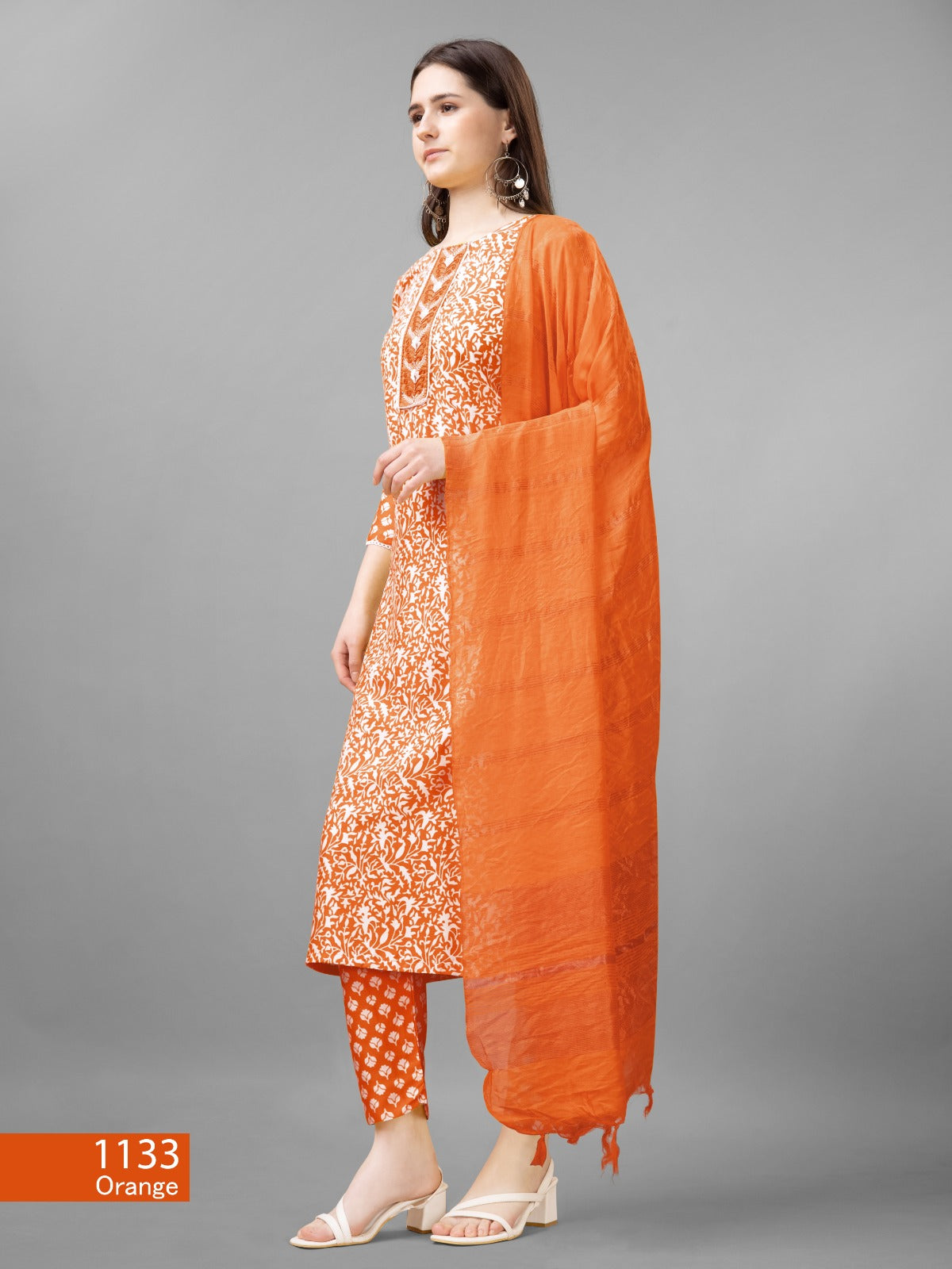 Beautiful Designer Pure Cotton Full Stiched Kurti Pant with Dupatta