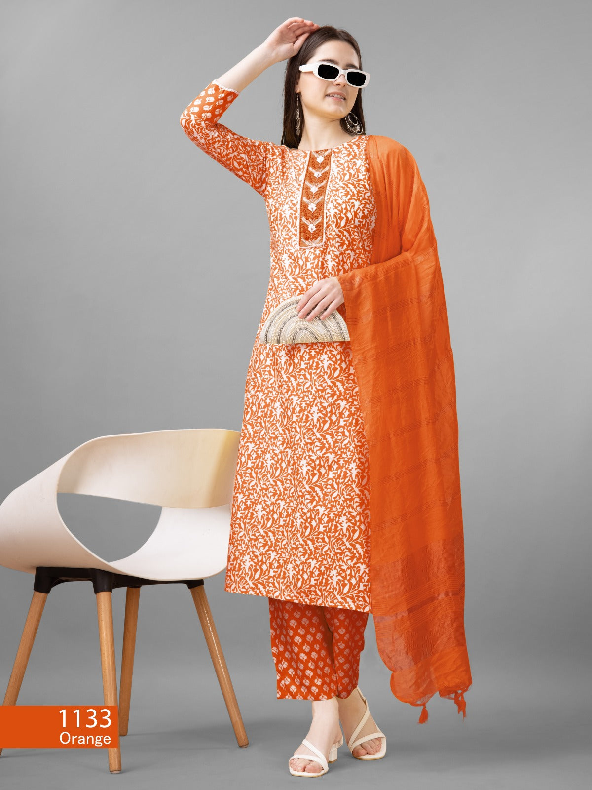 Beautiful Designer Pure Cotton Full Stiched Kurti Pant with Dupatta