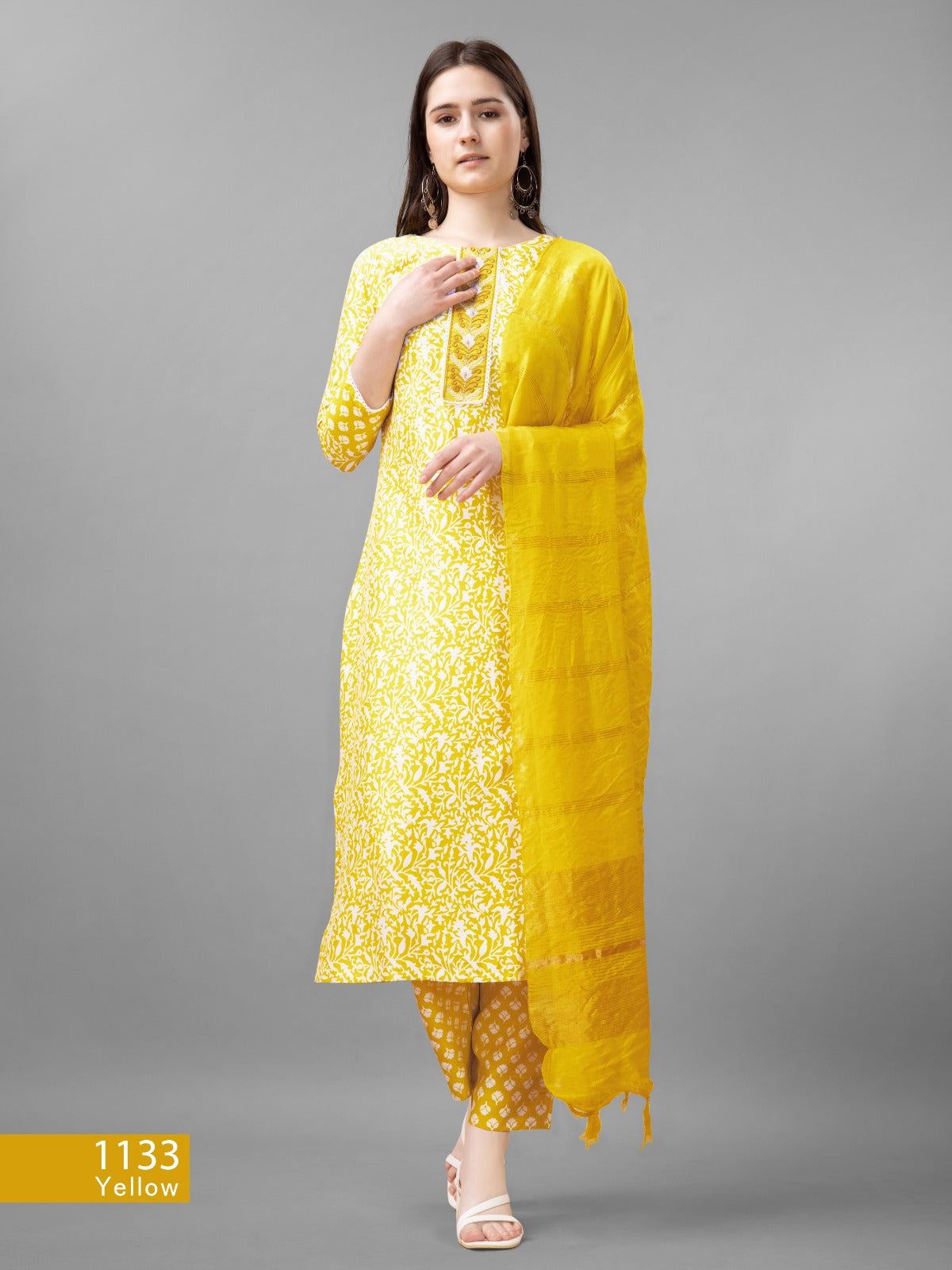 Beautiful Designer Pure Cotton Full Stiched Kurti Pant with Dupatta