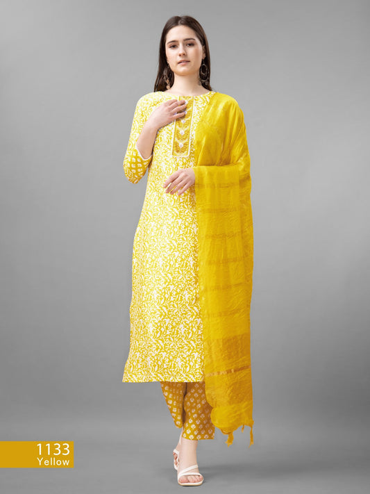 Beautiful Designer Pure Cotton Full Stiched Kurti Pant with Dupatta