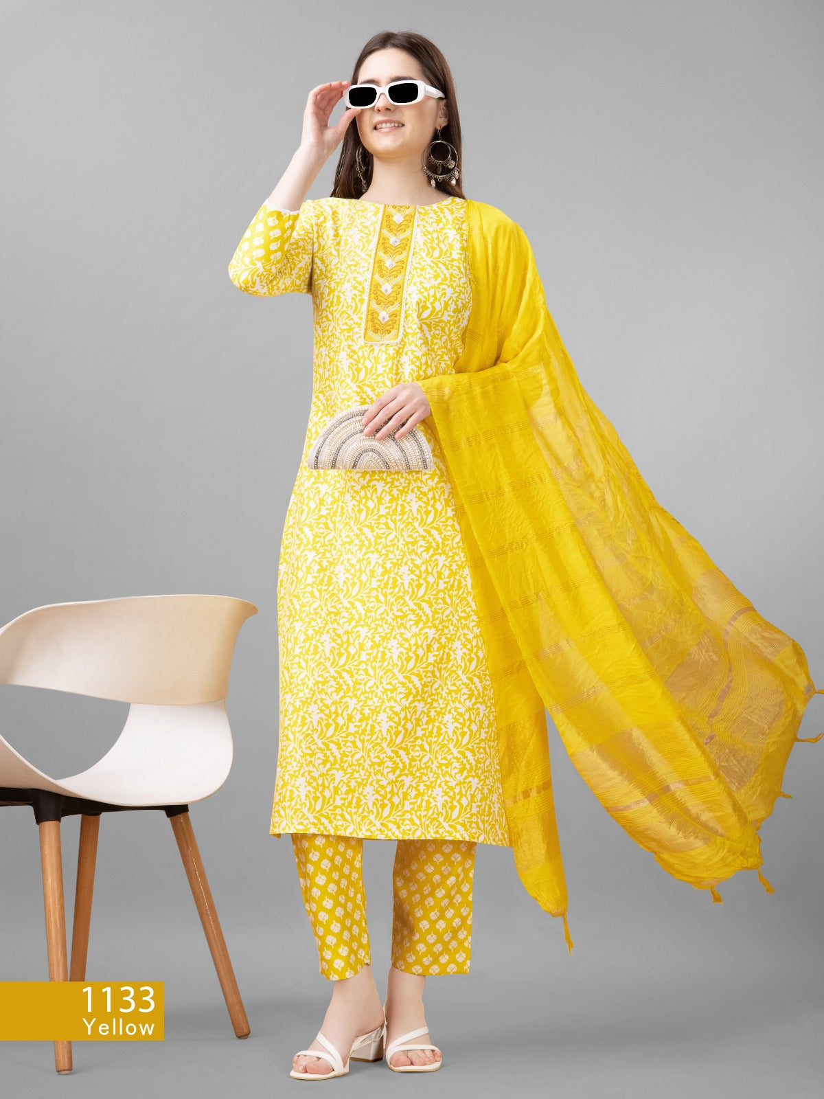 Beautiful Designer Pure Cotton Full Stiched Kurti Pant with Dupatta