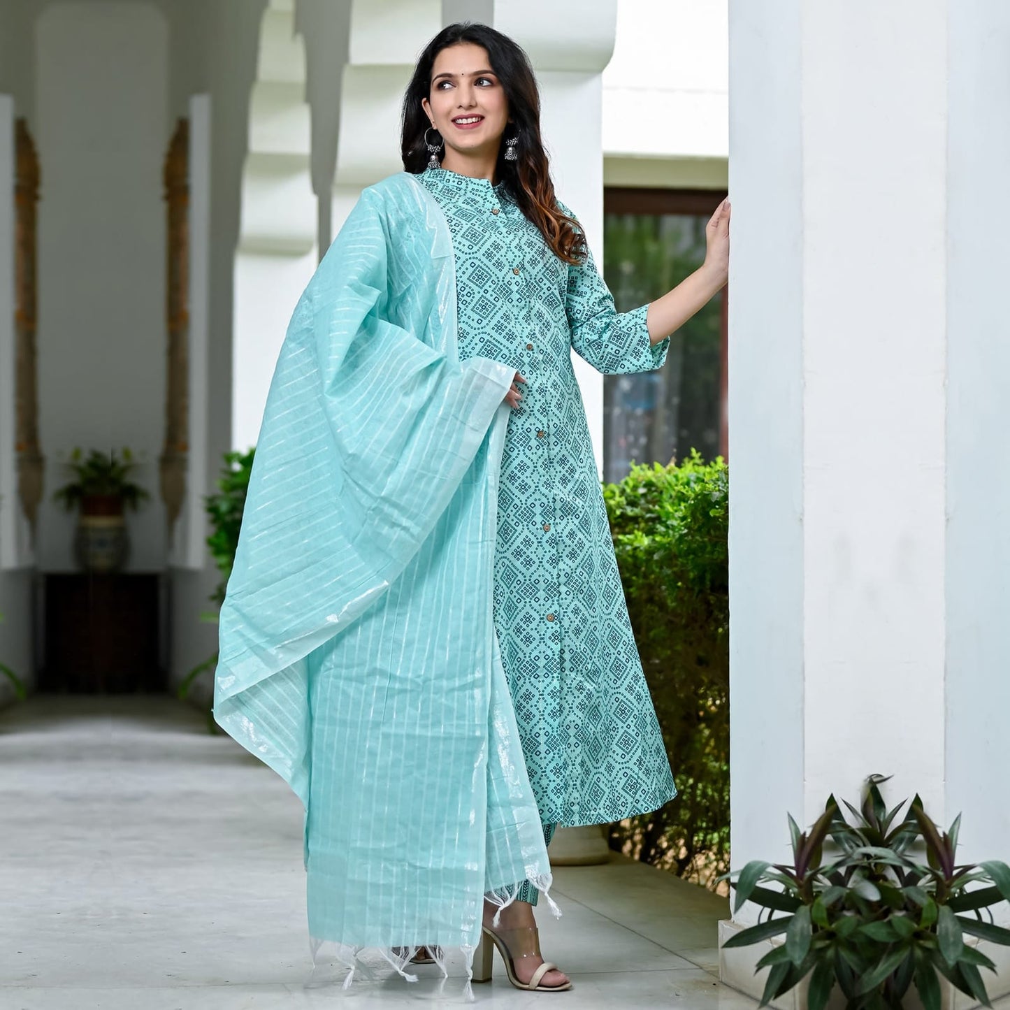 Beautiful Designer Pure Cotton Full Stiched Kurti Pant with Dupatta