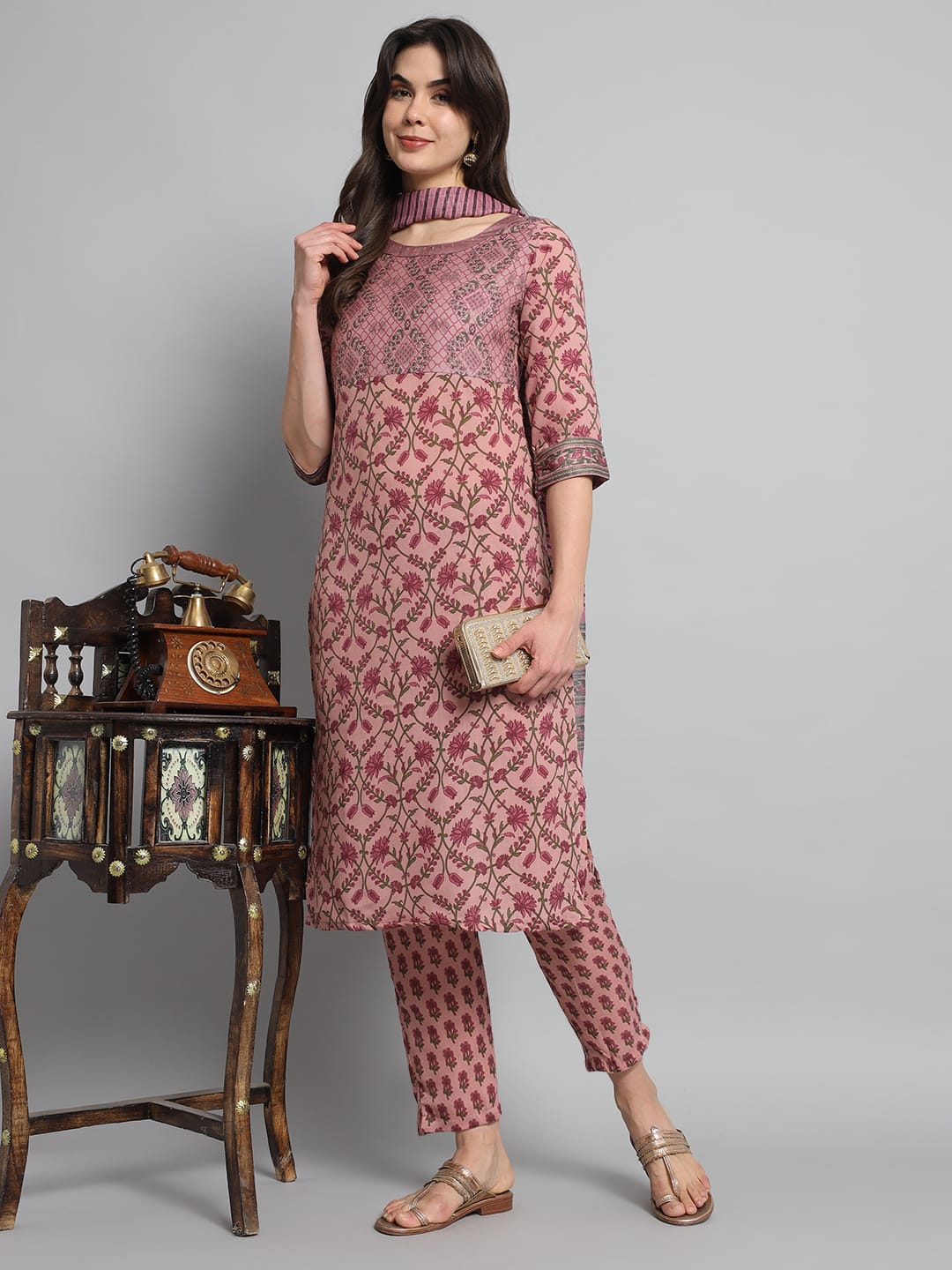 Beautiful Designer Pure Cotton Full Stiched Kurti Pant with Dupatta