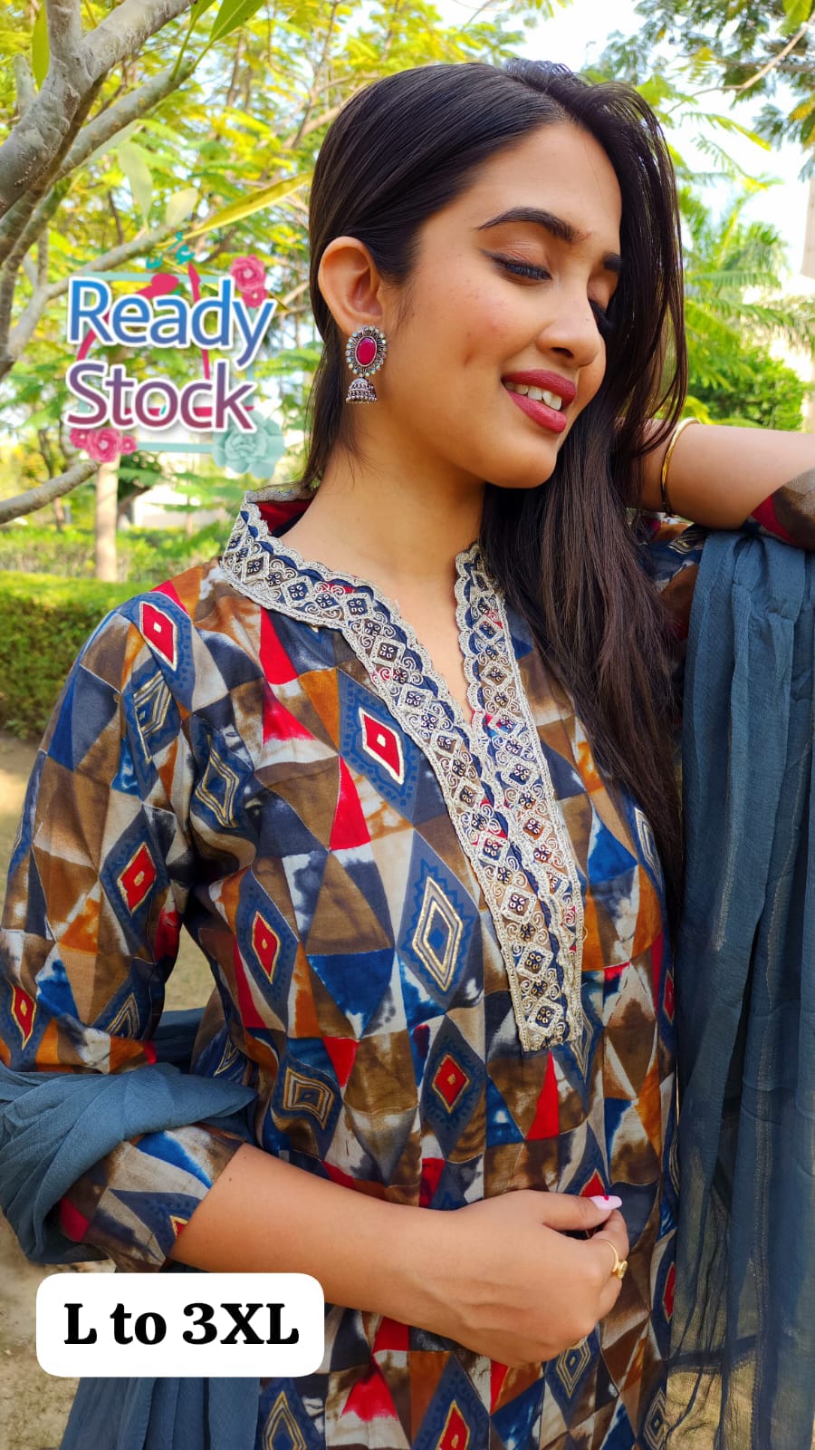 Beautiful Designer Pure Mudal Print Kurti with Pent & Dupptta Set