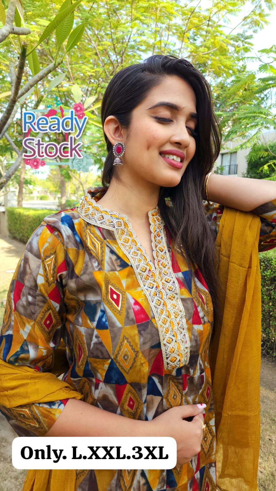 Beautiful Designer Pure Mudal Print Kurti with Pent & Dupptta Set