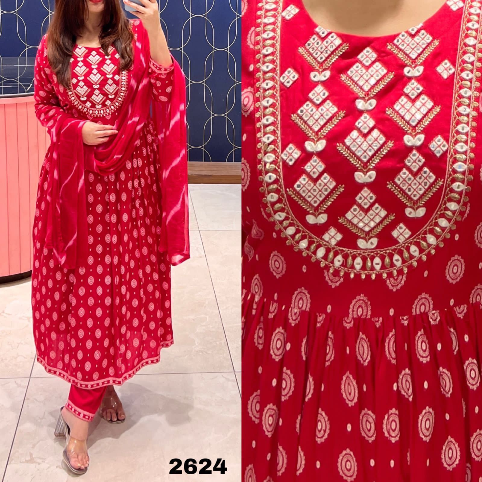 Beautiful Designer Kurti With Pant & Sequence Dupatta