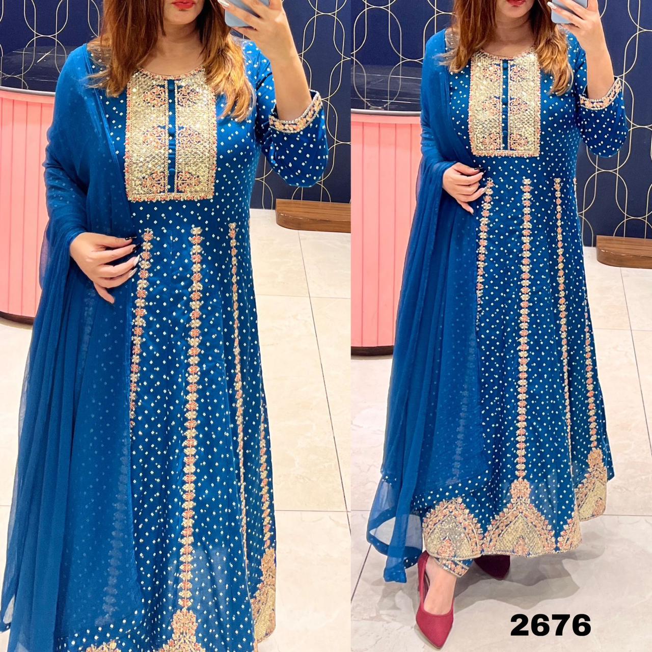 Beautiful Designer Cotton Anarkali Gwon Style Suite