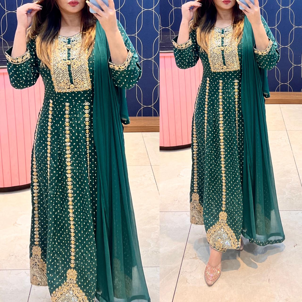 Beautiful Designer Cotton Anarkali Gwon Style Suite