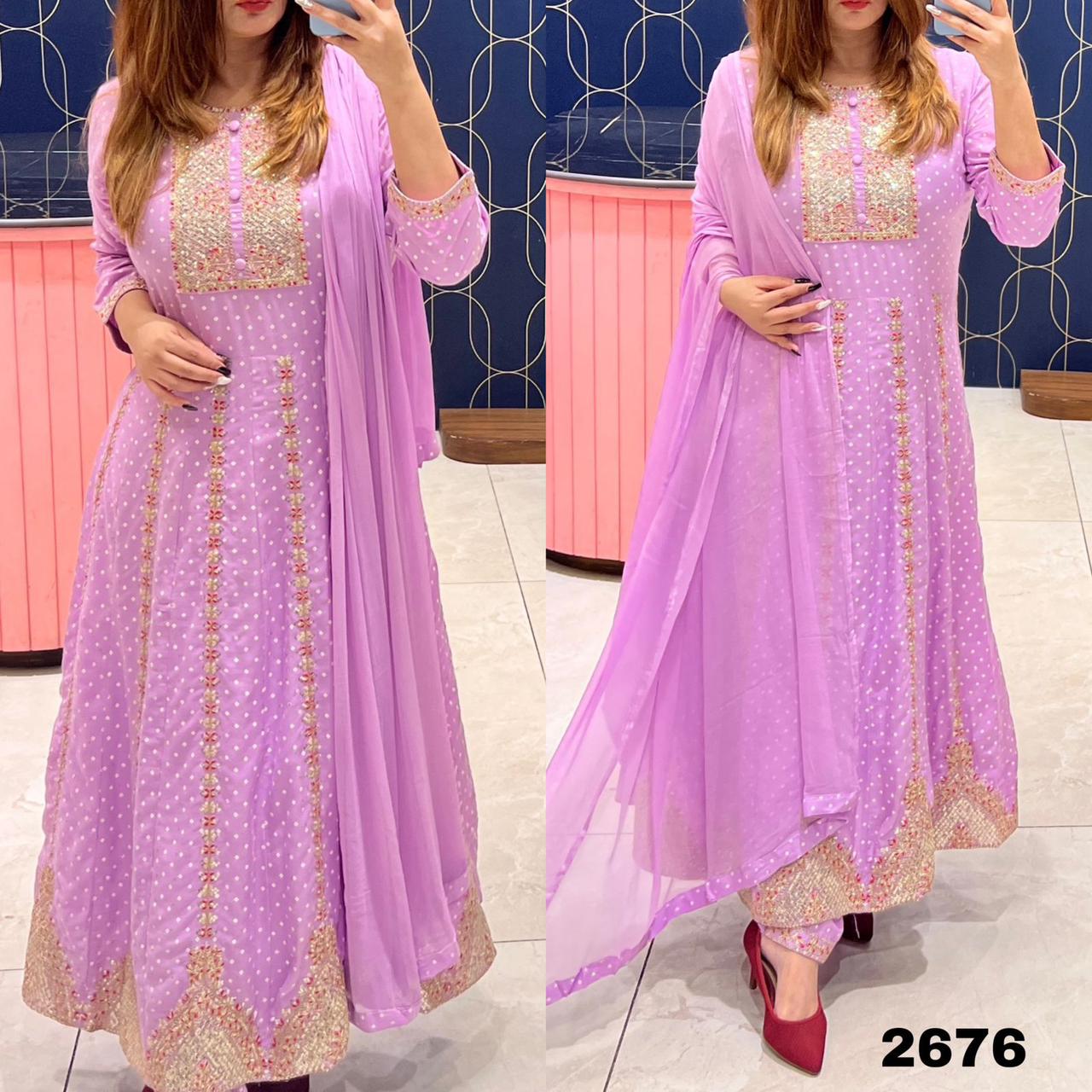 Beautiful Designer Cotton Anarkali Gwon Style Suite