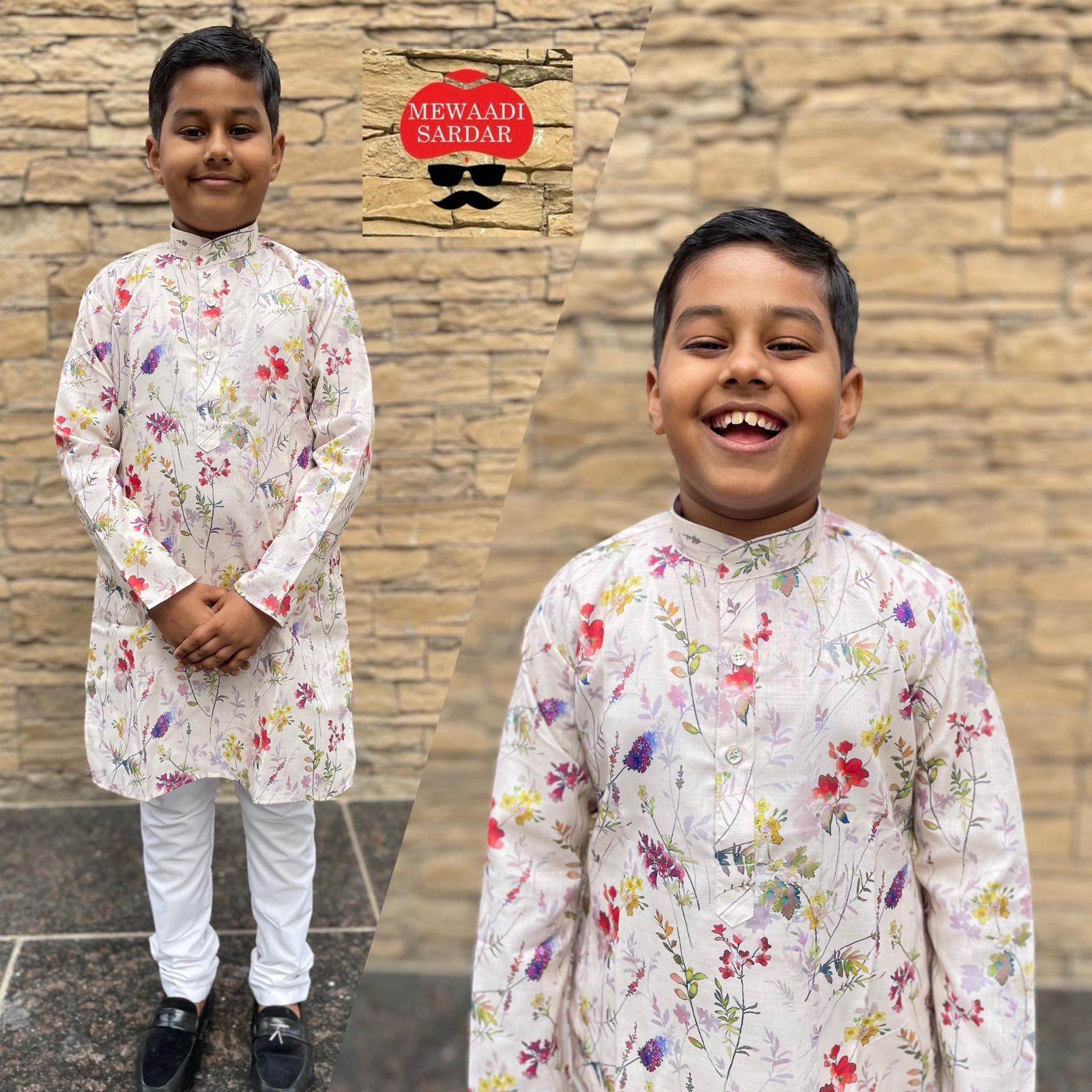 Beautiful Designer Little Kids Printed Kurta Pyjama